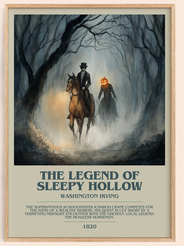 The Legend Of Sleepy Hollow bookish book poster by Washington Irving – framed literary art print