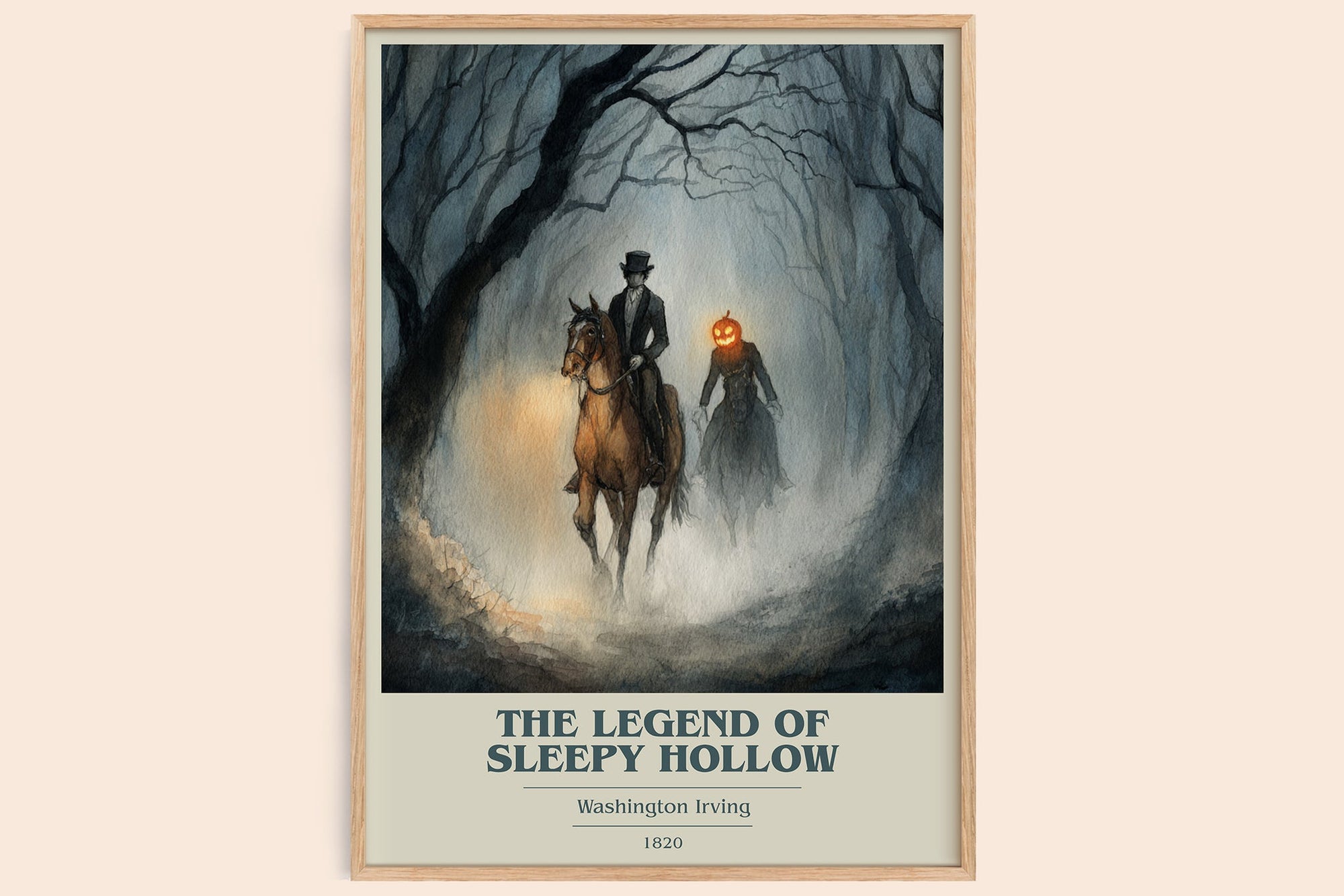 The Legend Of Sleepy Hollow book cover book poster by Washington Irving – framed literary art print