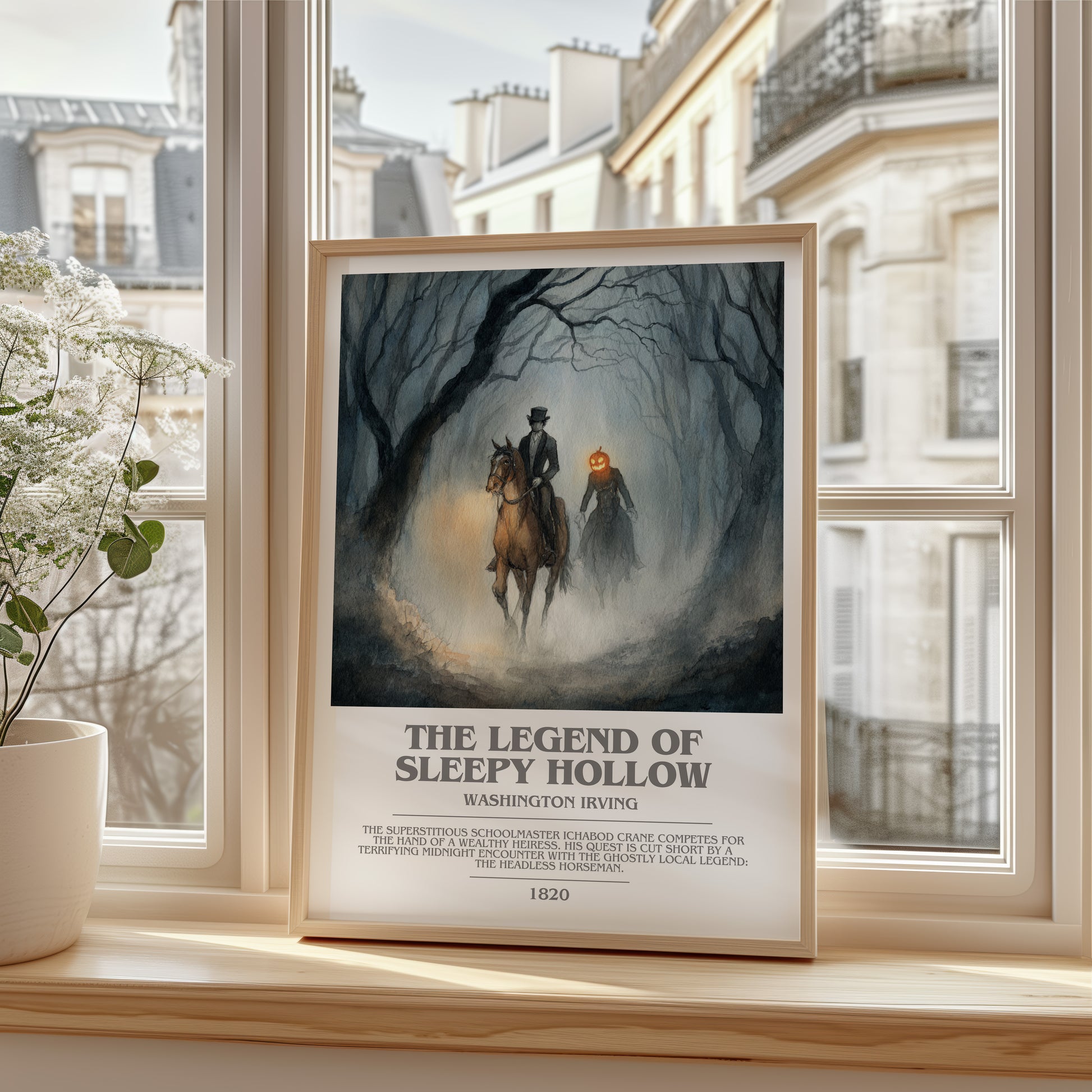 The Legend Of Sleepy Hollow bookish poster colour and style options – Washington Irving book art