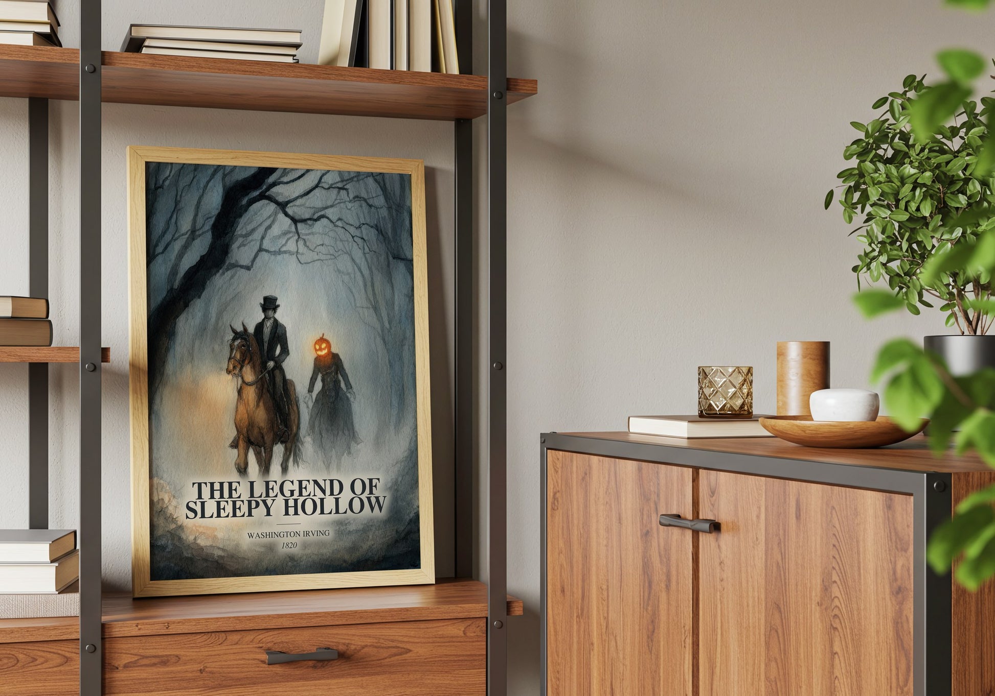 The Legend Of Sleepy Hollow book watercolour illustration paper finish options – matte satin gloss