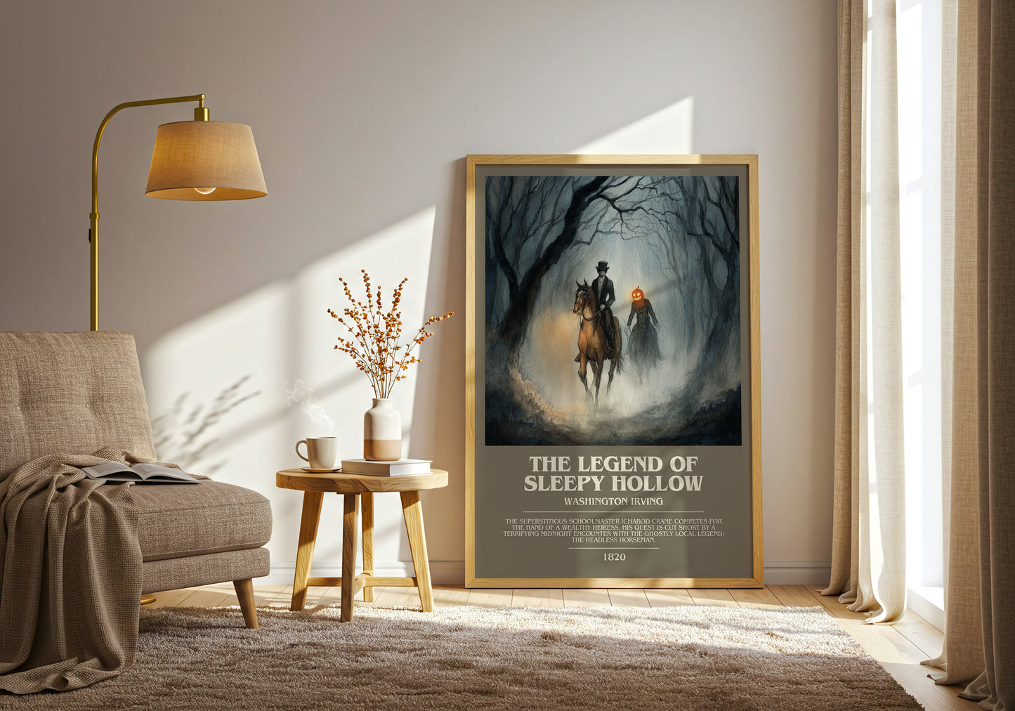 The Legend Of Sleepy Hollow bookish print framed by window – literary home decor