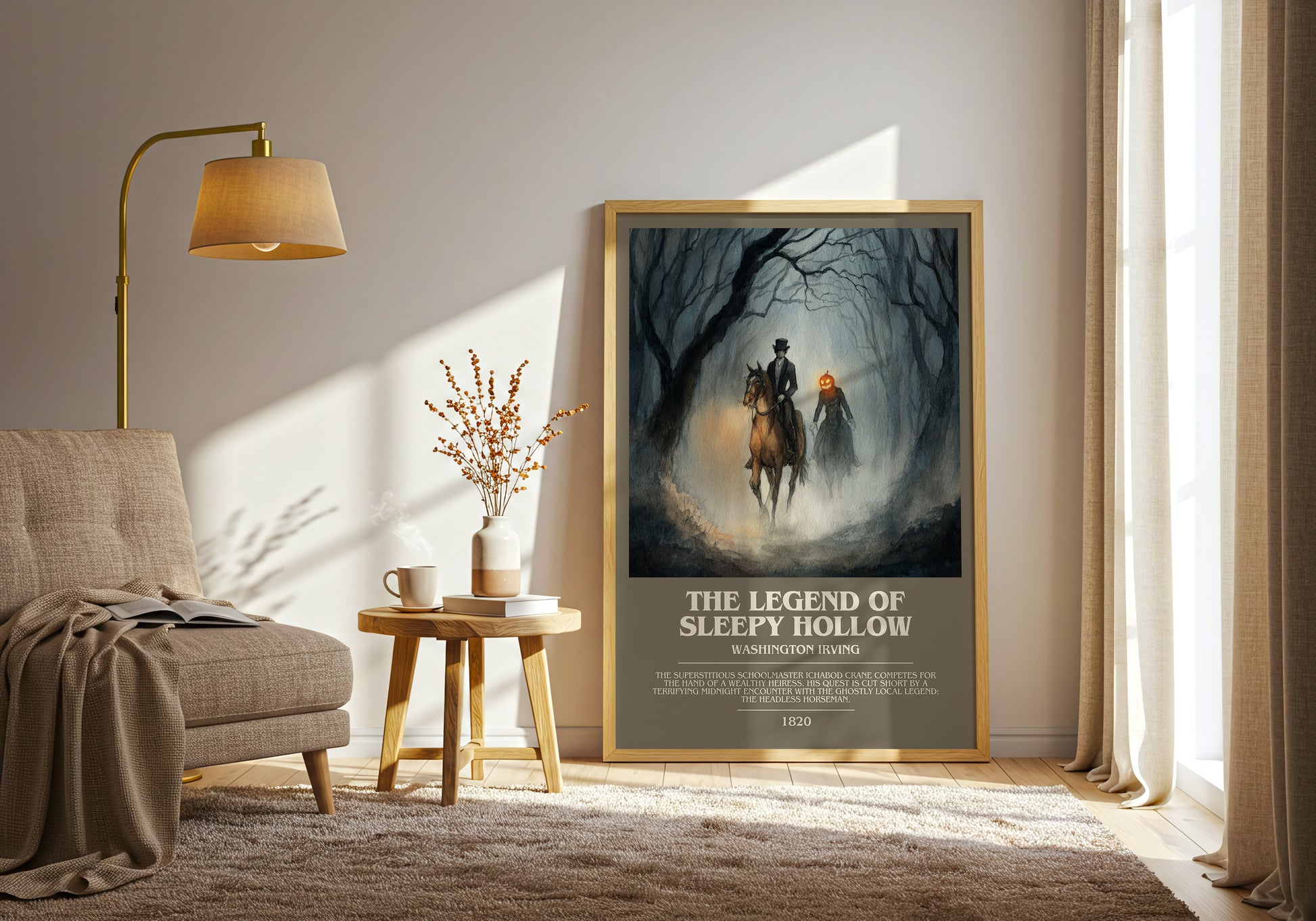 The Legend Of Sleepy Hollow bookish print framed by window – literary home decor