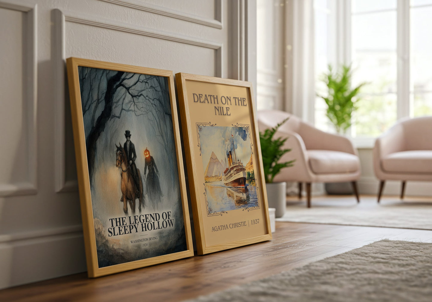 The Legend Of Sleepy Hollow watercolour print framed by window – literary home decor