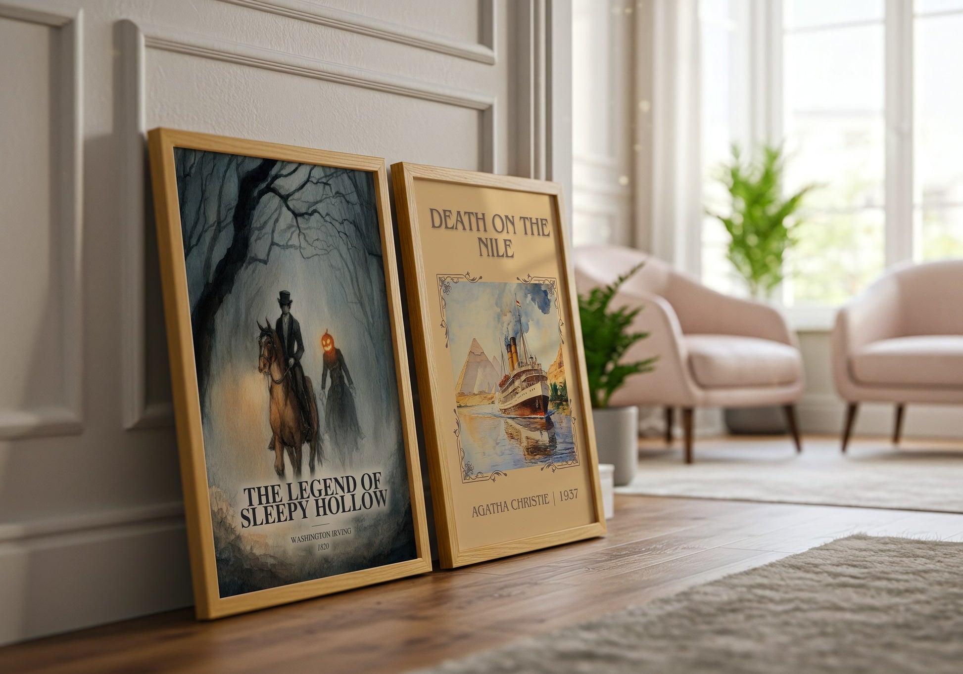 The Legend Of Sleepy Hollow watercolour print framed by window – literary home decor