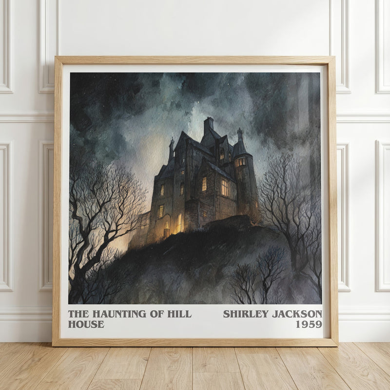 The Haunting of Hill House literary print in frame leaning in hallway – horror wall art
