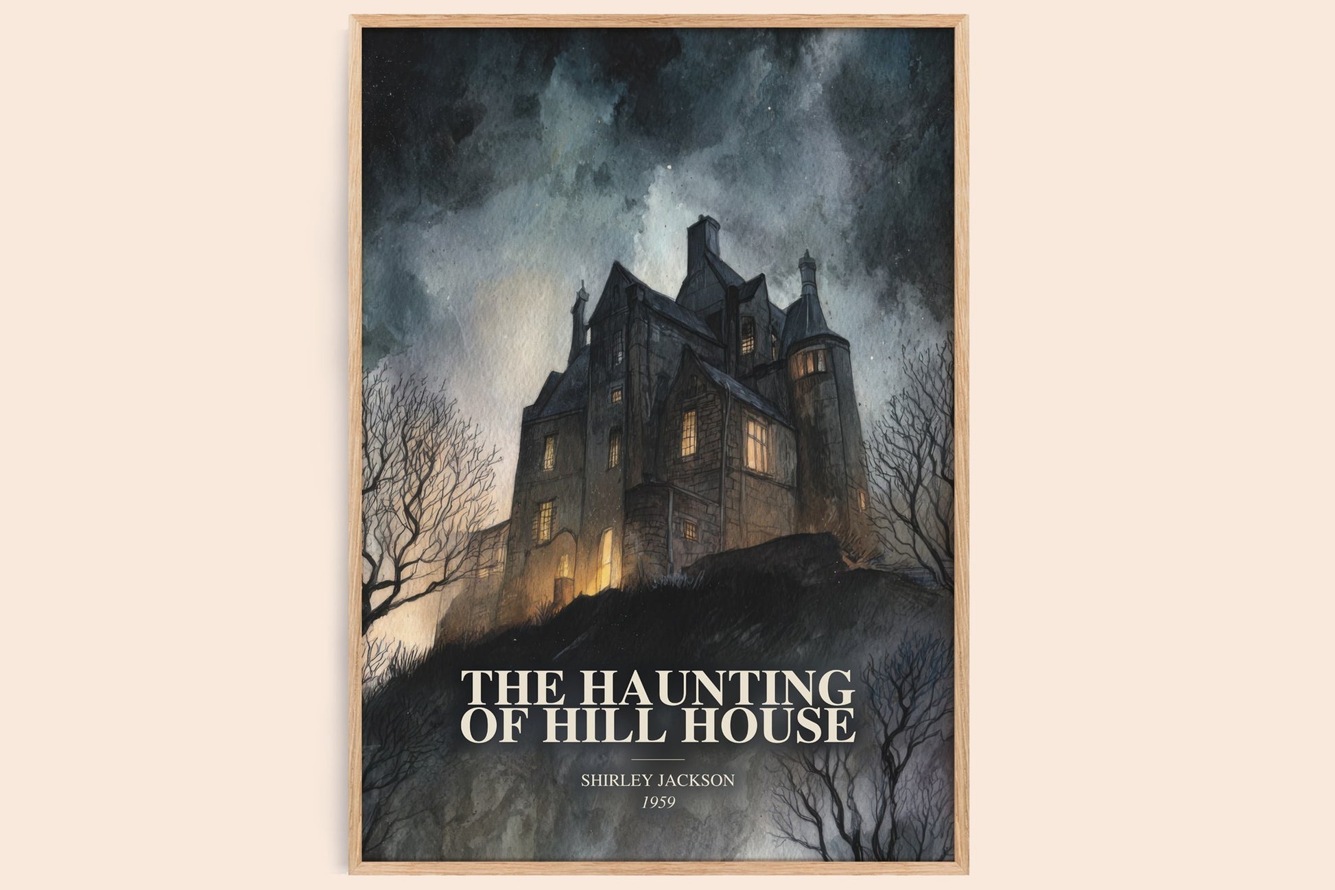 The Haunting Of Hill House watercolour book poster by Shirley Jackson – framed literary art print