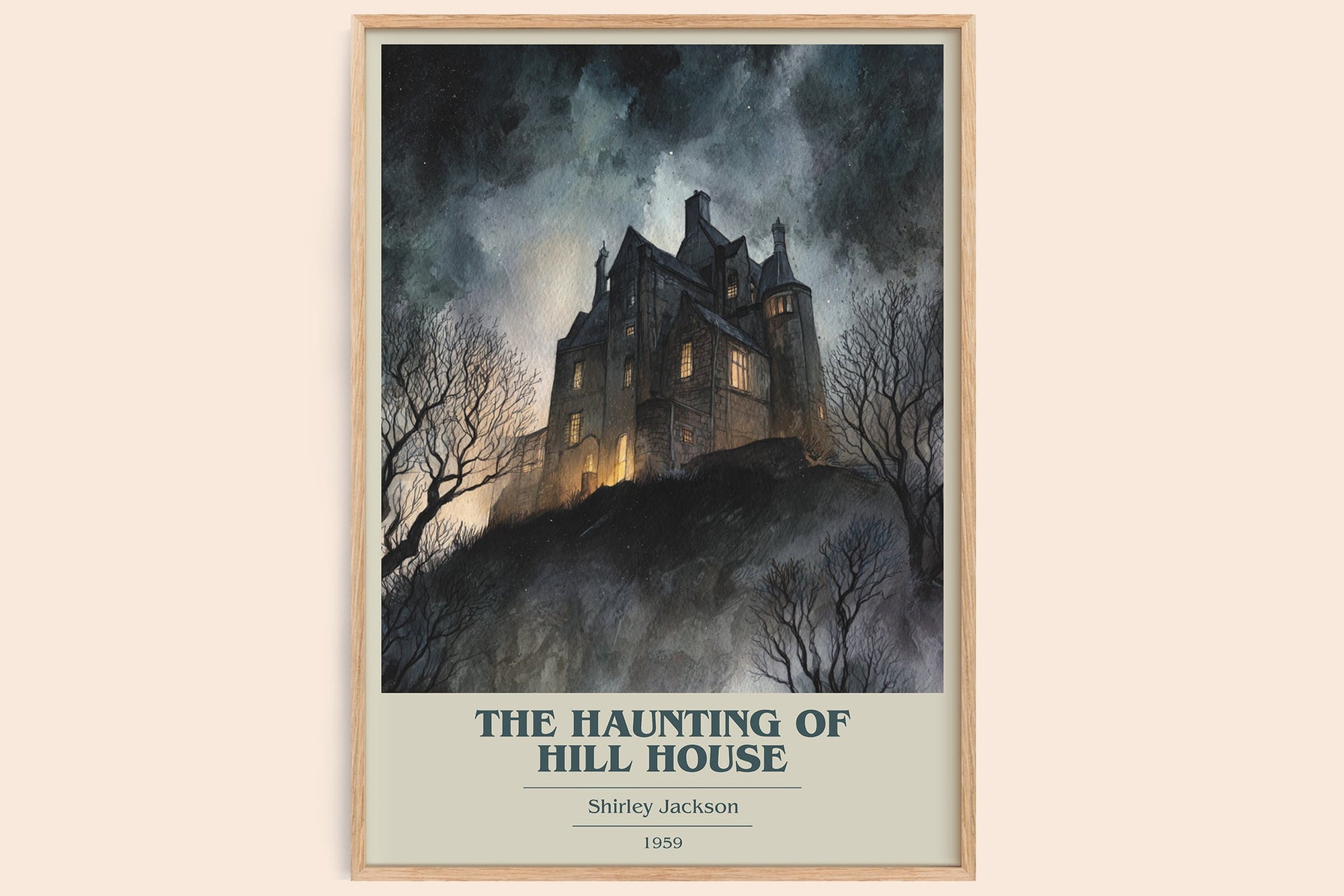 The Haunting of Hill House book cover book poster by Shirley Jackson – framed literary art print