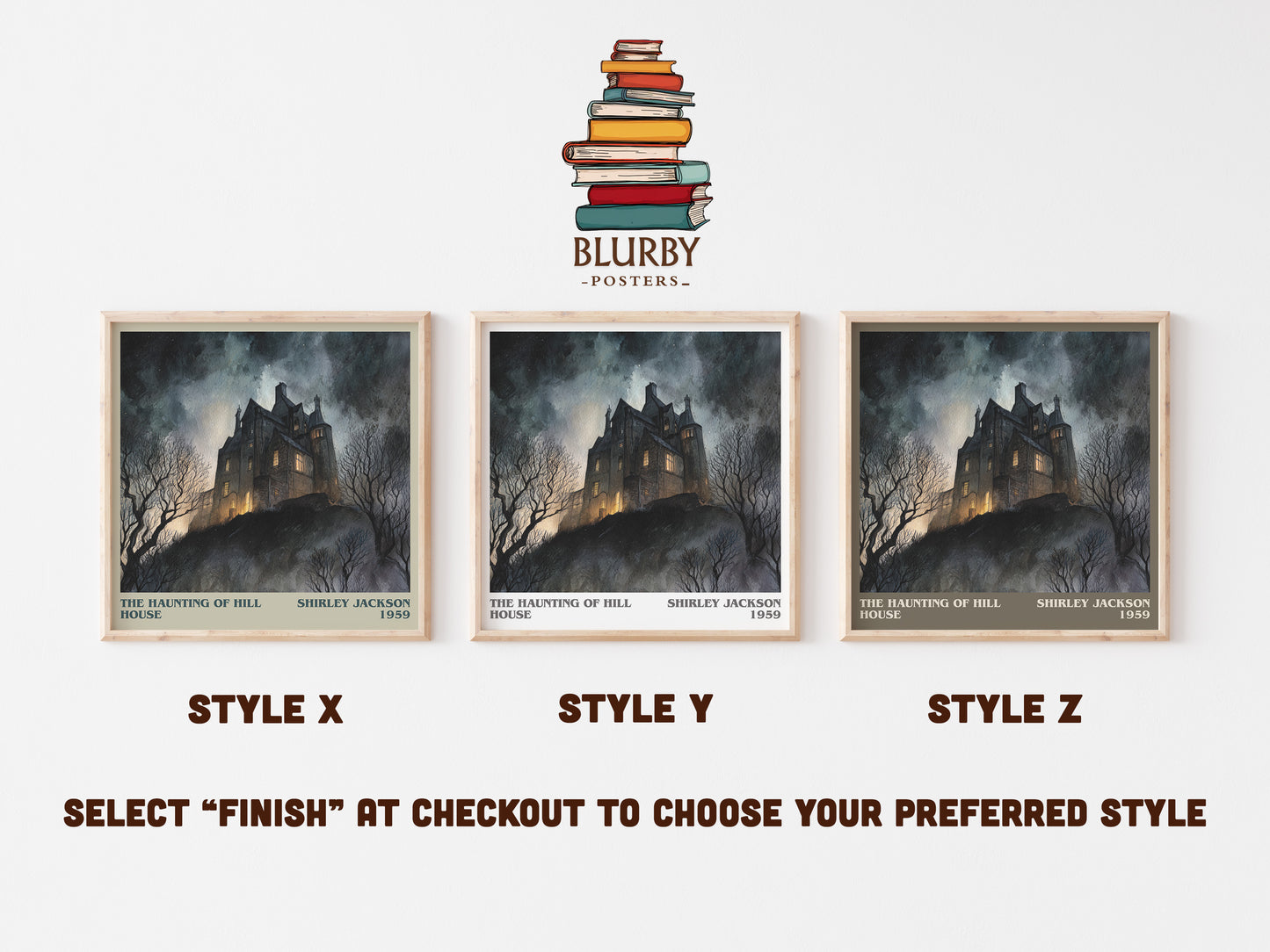 The Haunting of Hill House literary art print colour and style options – Shirley Jackson book art