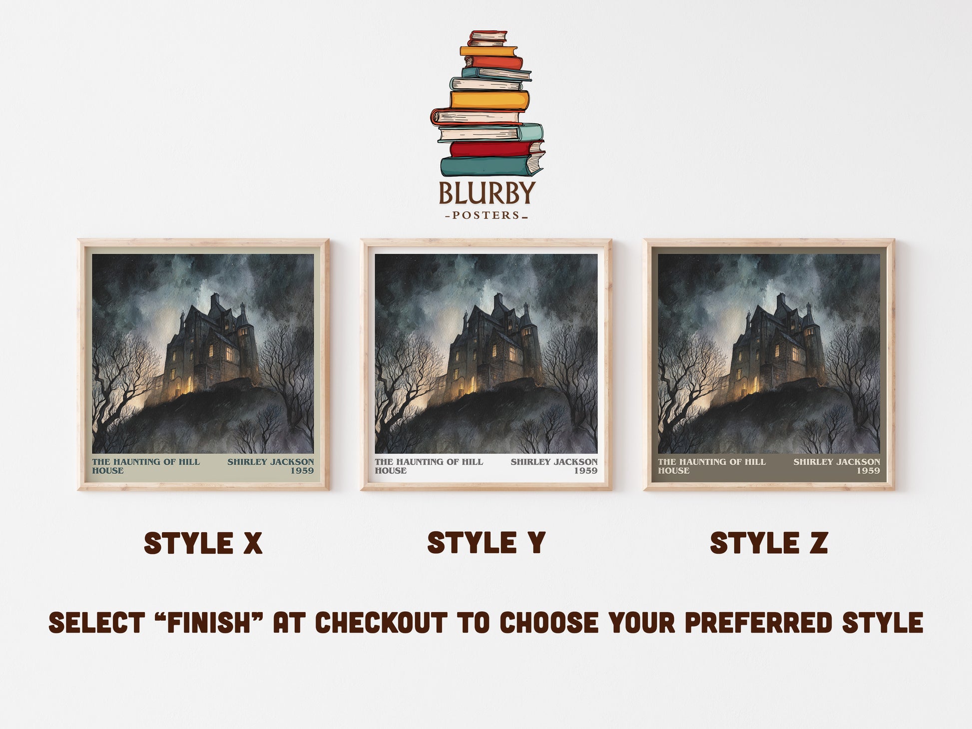The Haunting of Hill House literary art print colour and style options – Shirley Jackson book art