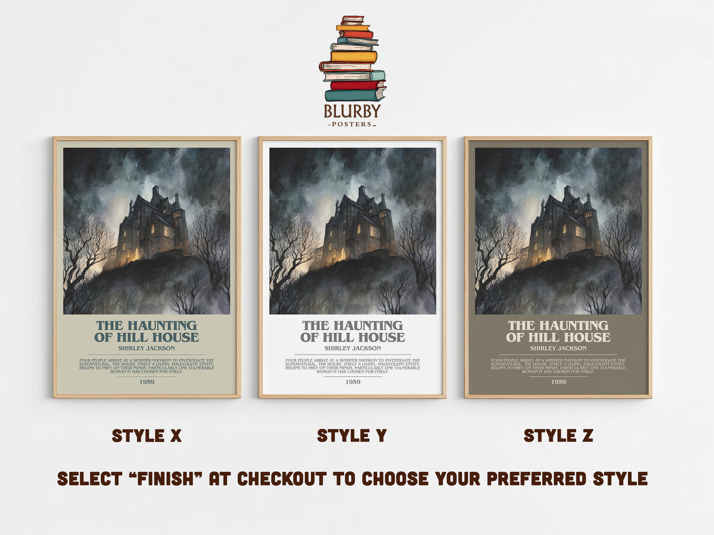 The Haunting of Hill House bookish print in frame leaning in hallway – horror wall art