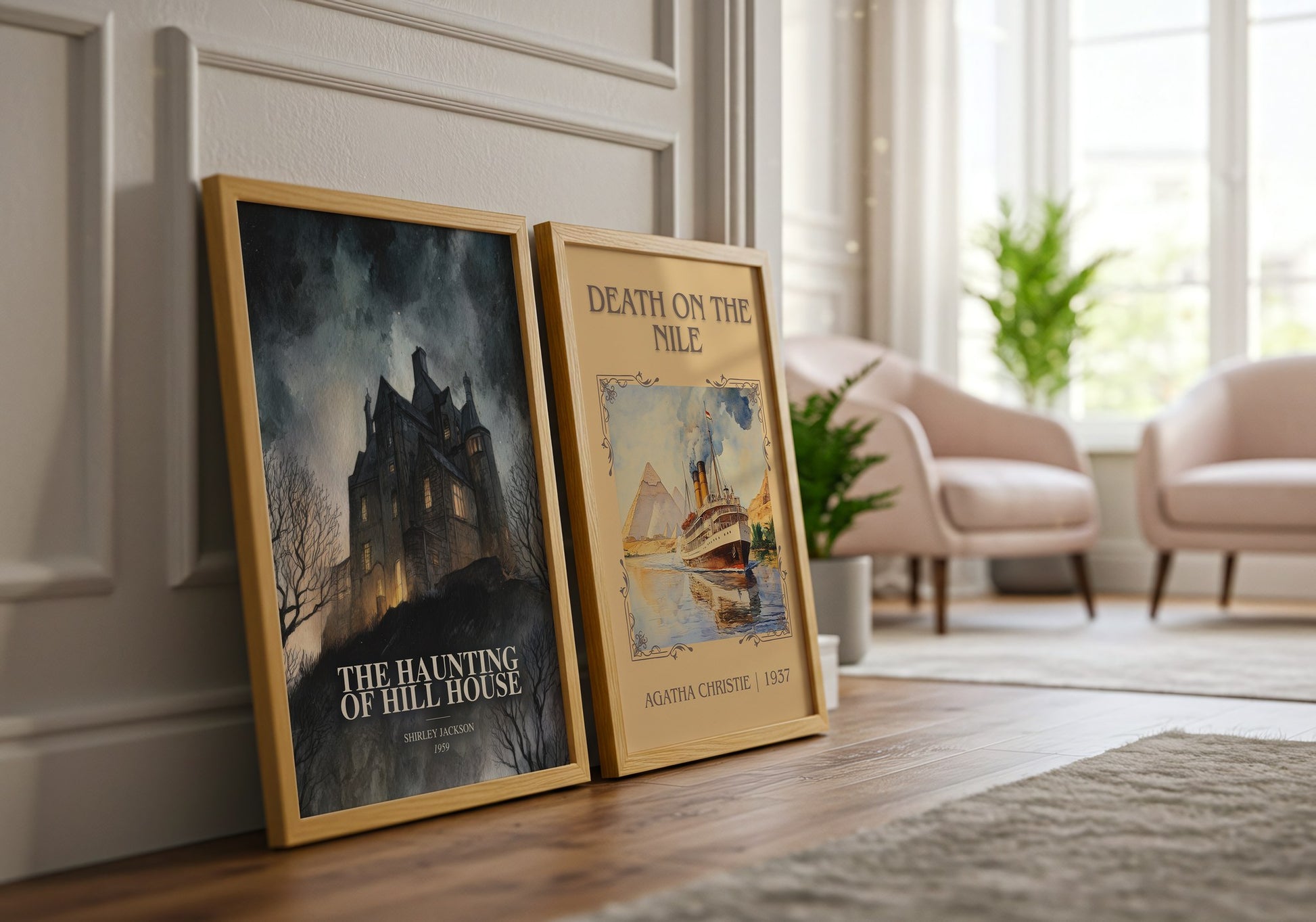 The Haunting Of Hill House watercolour print framed by window – literary home decor
