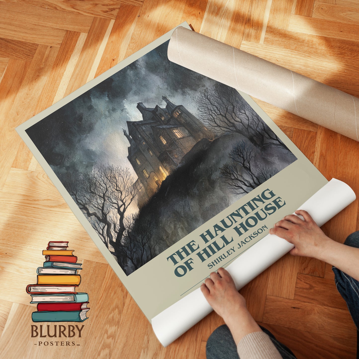 The Haunting of Hill House bookish print on bookshelf – Shirley Jackson fan gift