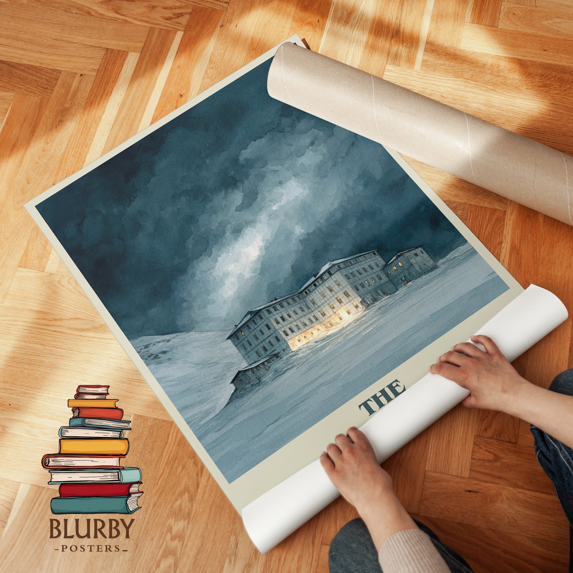 The Shining book cover print on bookshelf – Stephen King fan gift