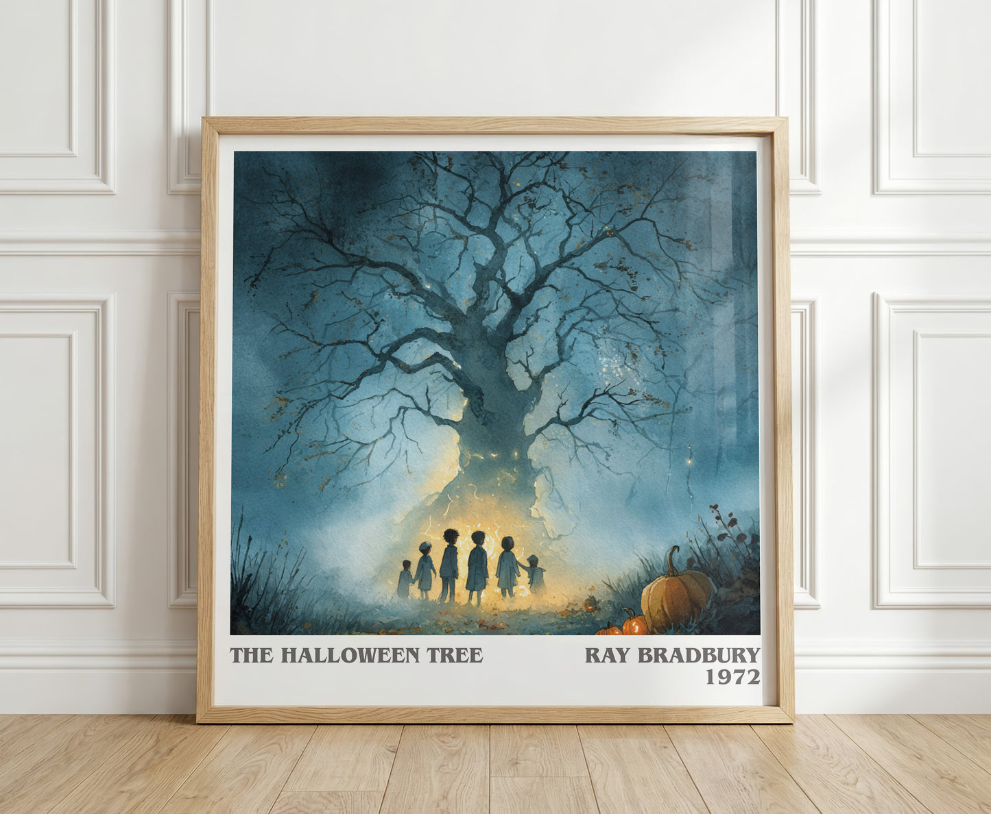 The Halloween Tree literary print in frame leaning in hallway – childrens wall art