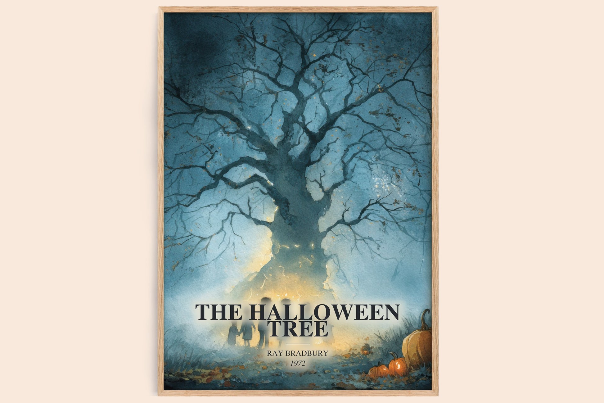 The Halloween Tree watercolour book poster by Ray Bradbury – framed literary art print