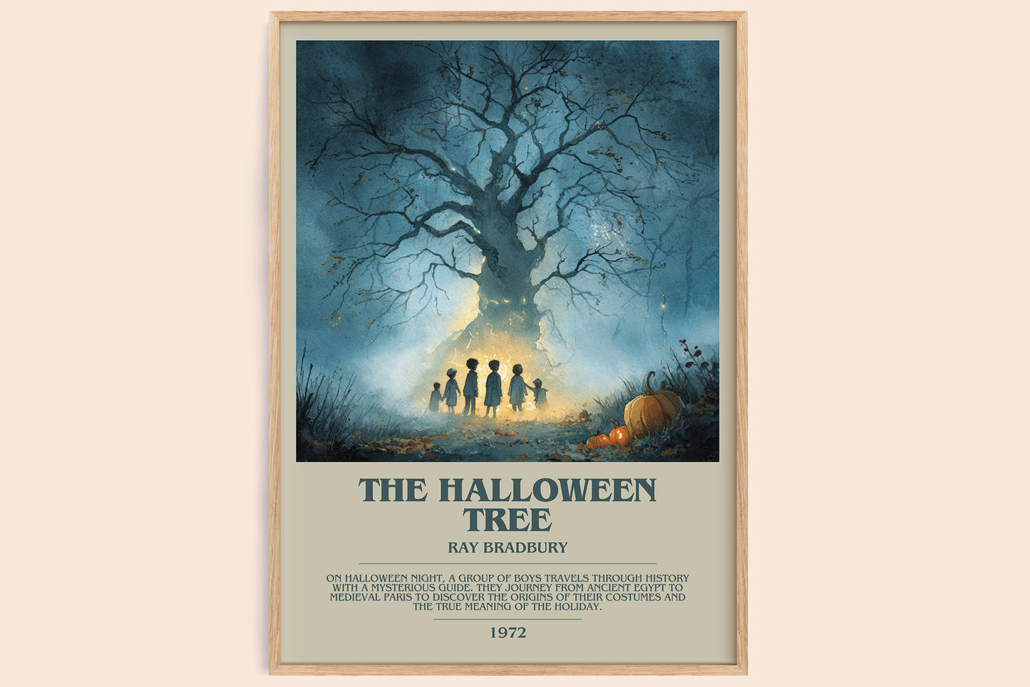 The Halloween Tree bookish book poster by Ray Bradbury – framed literary art print