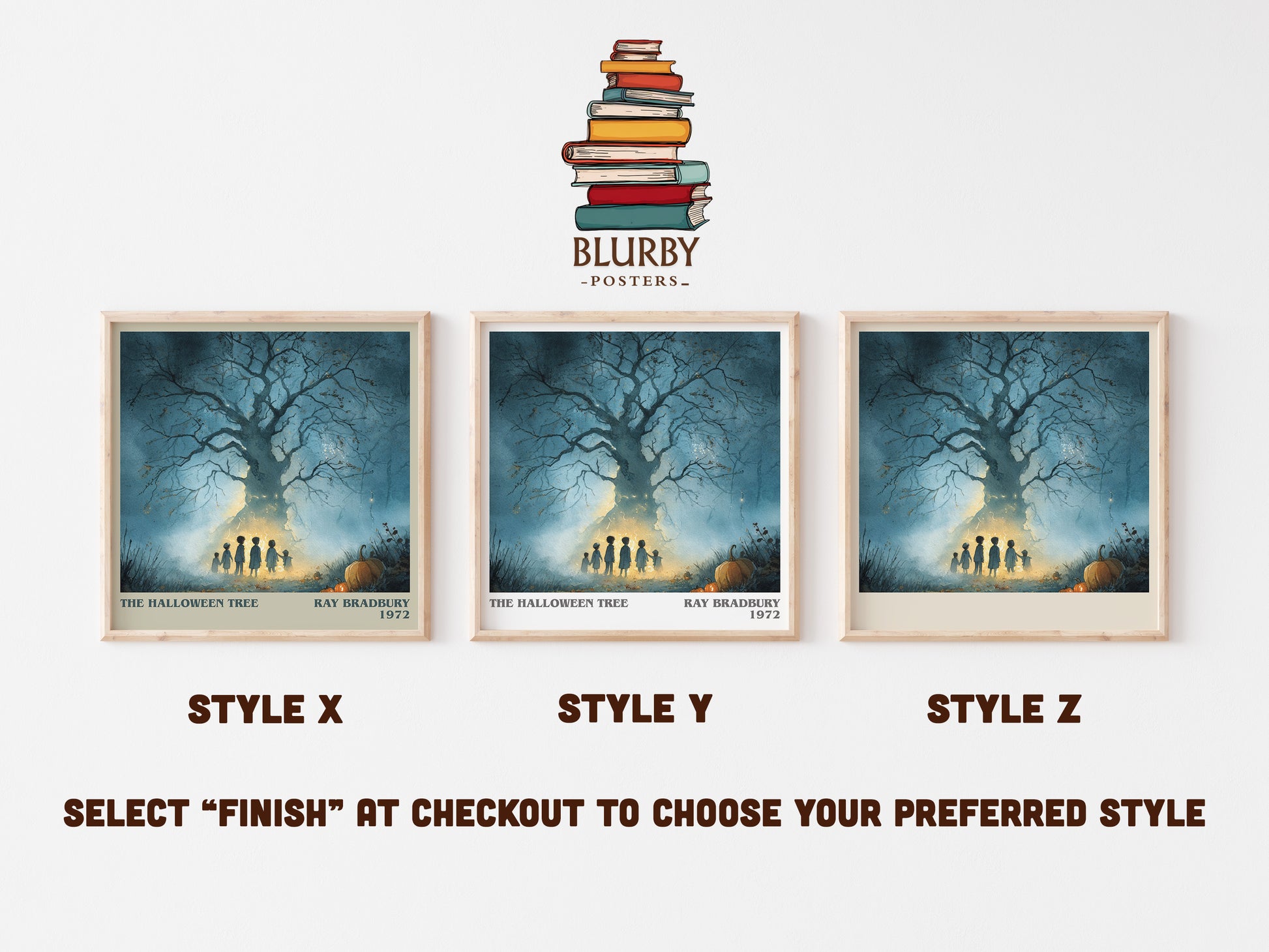 The Halloween Tree literary art print colour and style options – Ray Bradbury book art