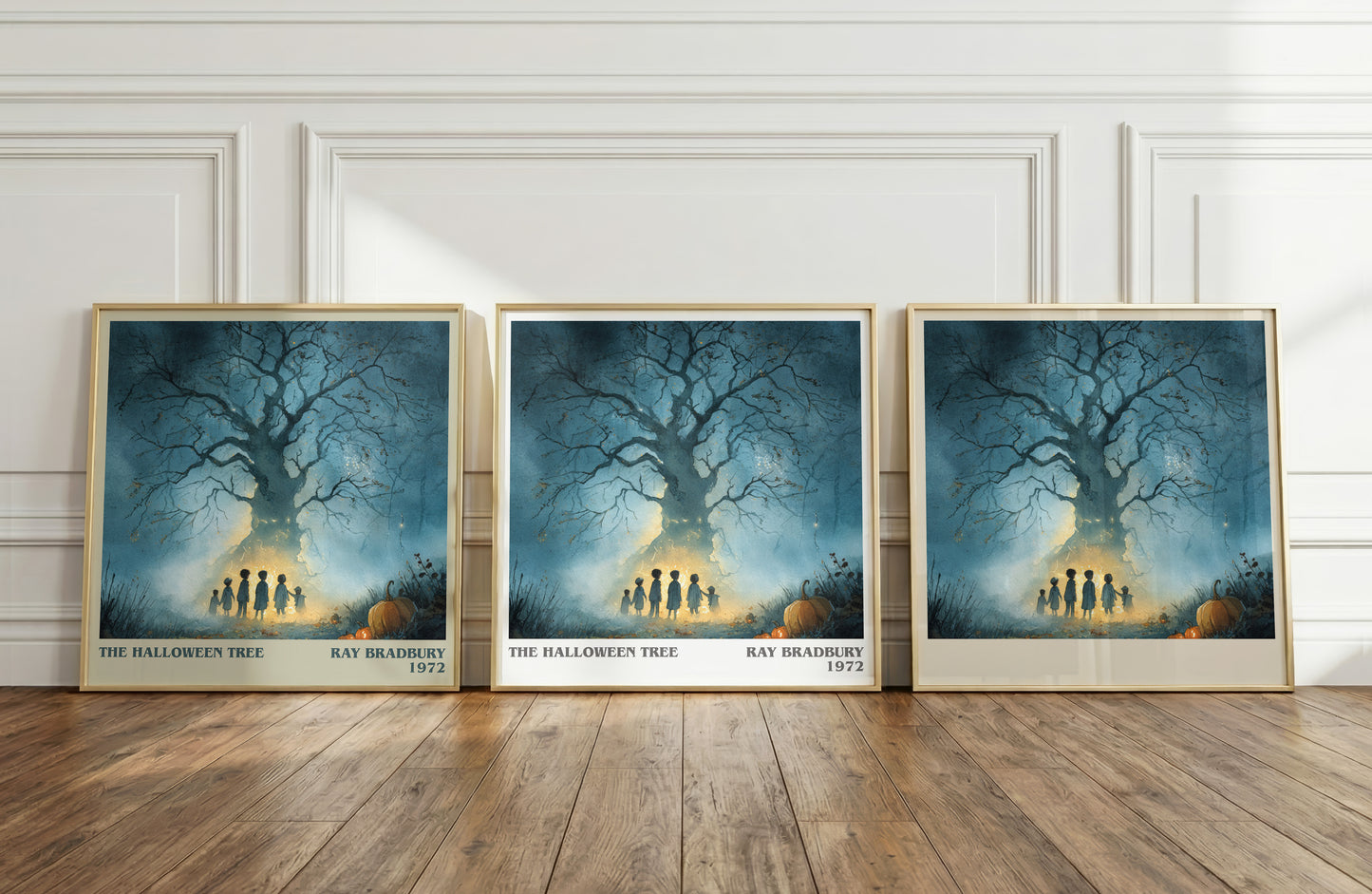 The Halloween Tree literary print framed by window – literary home decor