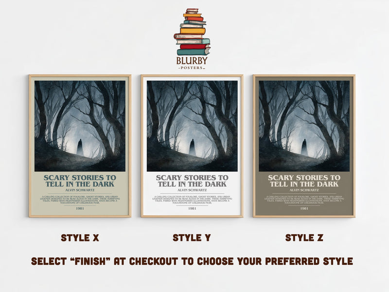 More Scary Stories to Tell in the Dark bookish print in frame leaning in hallway – horror wall art