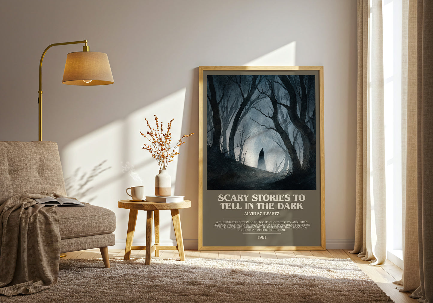 More Scary Stories to Tell in the Dark bookish print framed by window – literary home decor