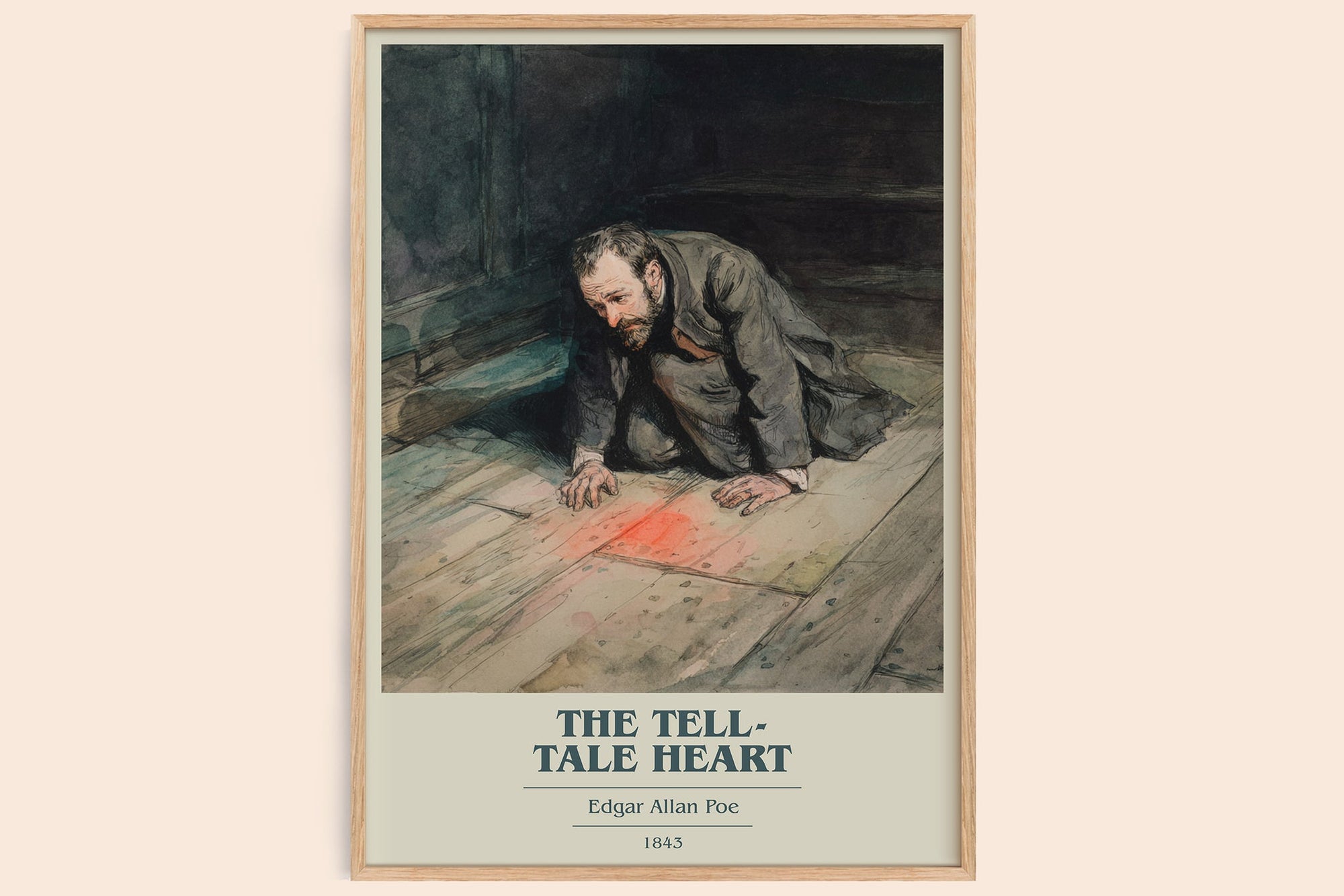 The Tell-Tale Heart book cover book poster by Edgar Allen Poe – framed literary art print
