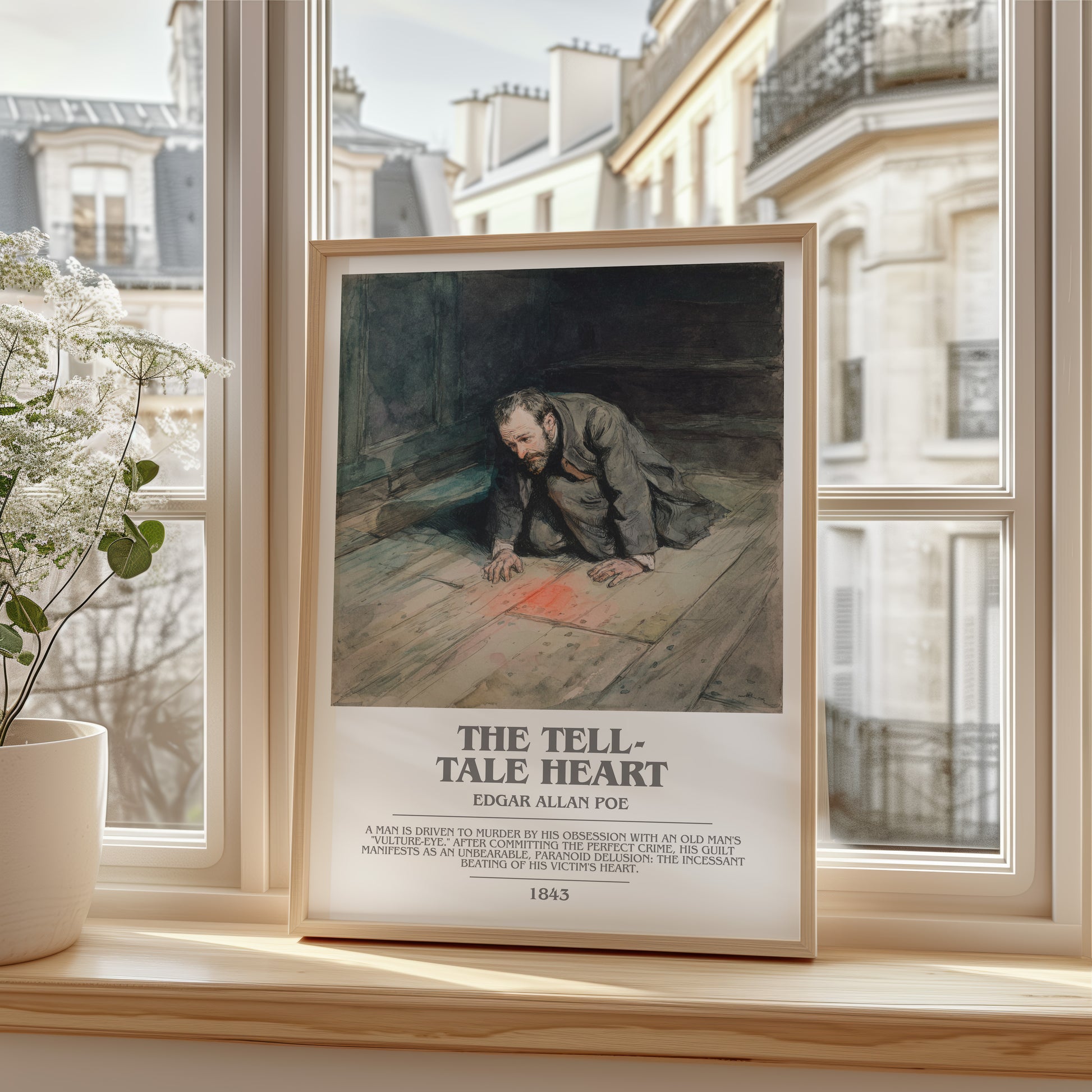 The Tell-Tale Heart bookish poster colour and style options – Edgar Allen Poe book art