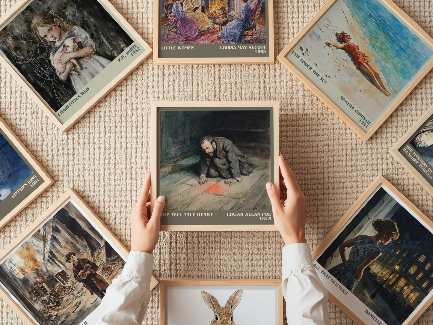 The Tell-Tale Heart literary print on bookshelf – Edgar Allen Poe fan gift