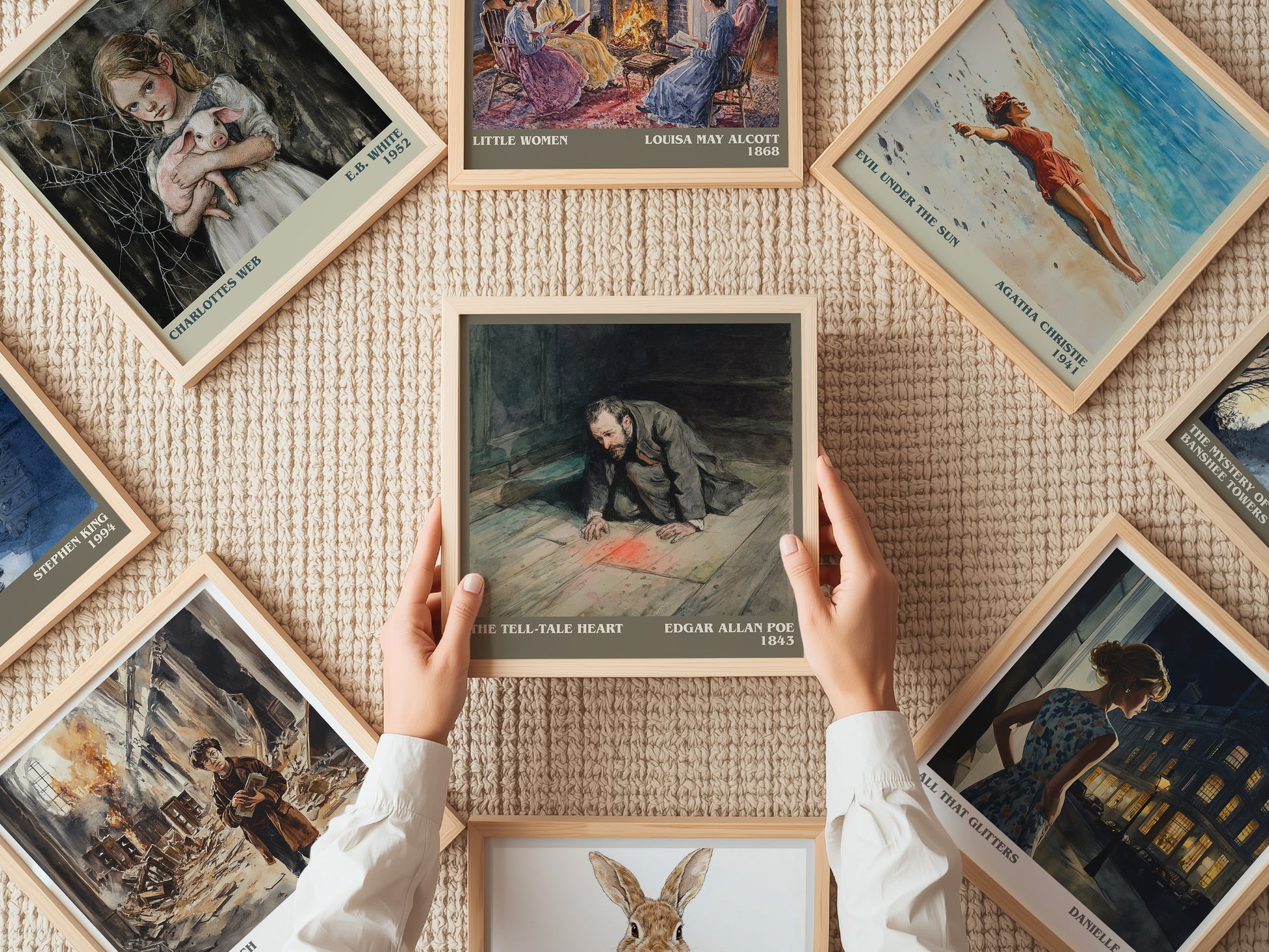 The Tell-Tale Heart literary print on bookshelf – Edgar Allen Poe fan gift