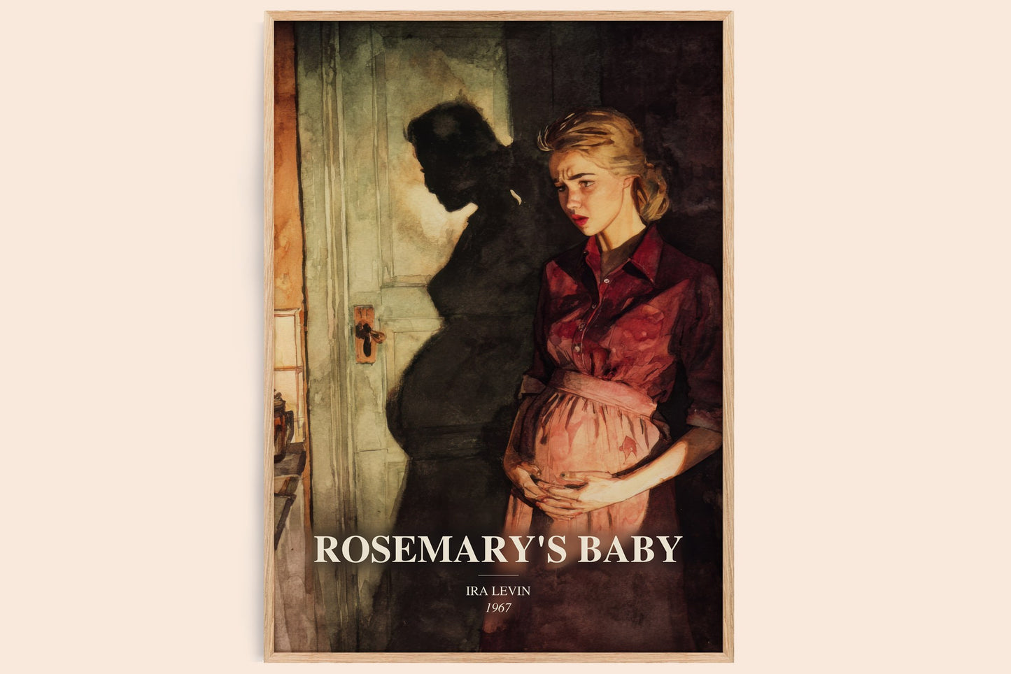 Rosemary'S Baby watercolour book poster by Ira Levin – framed literary art print