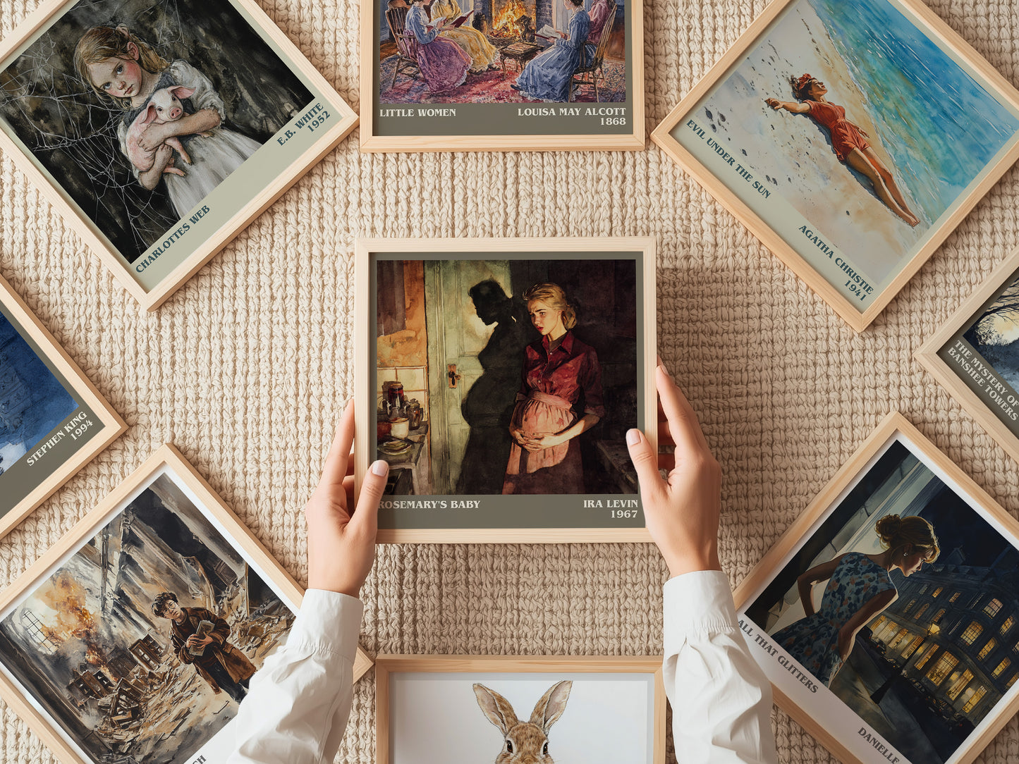 Rosemary's Baby literary print on bookshelf – Ira Levin fan gift