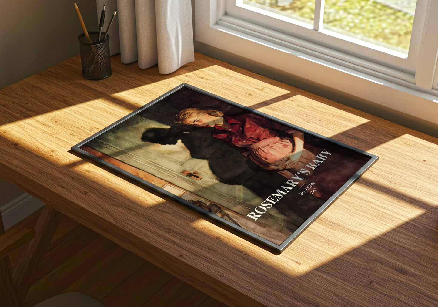 Rosemary'S Baby watercolour book poster framed on wall – horror wall art