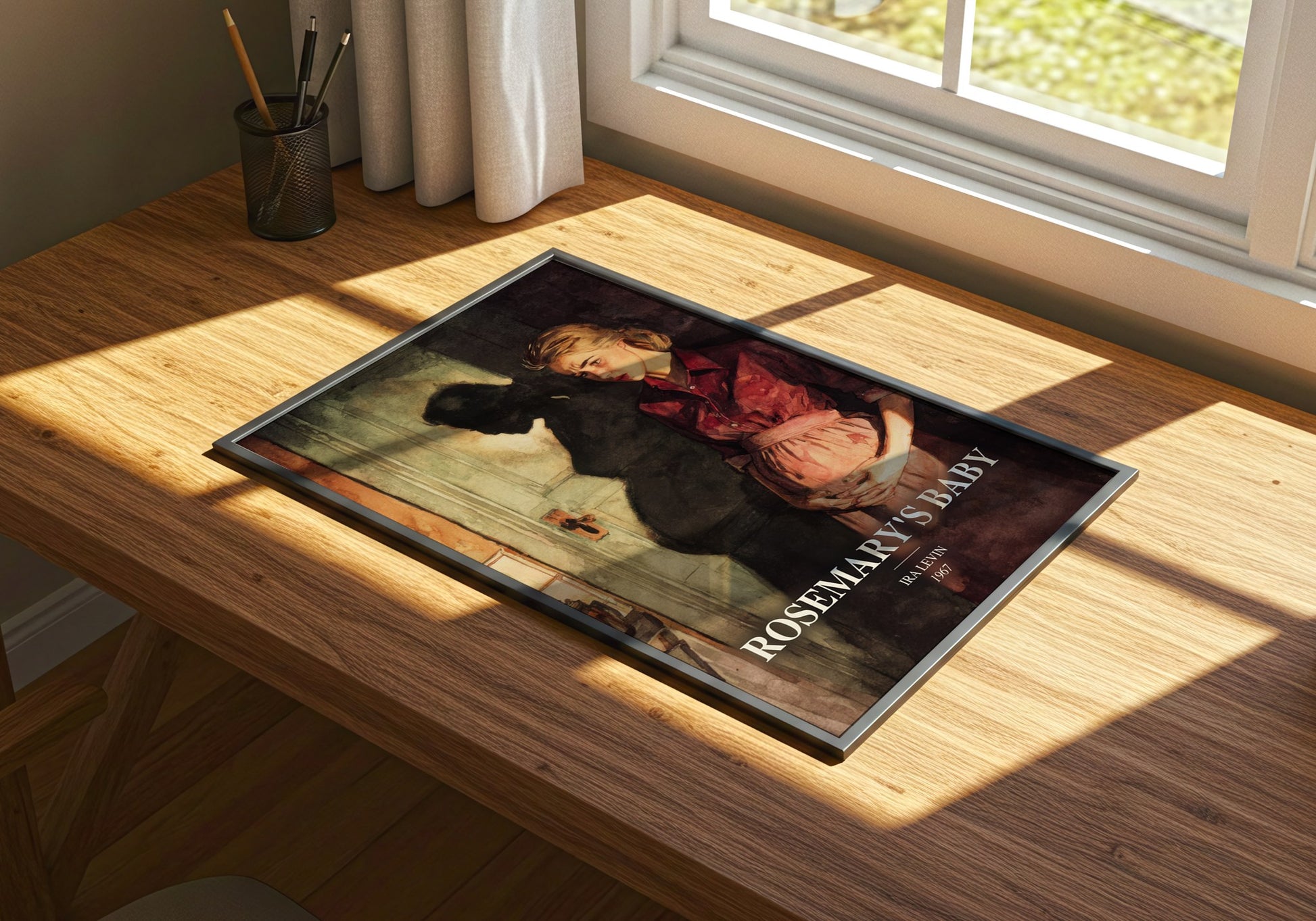 Rosemary'S Baby watercolour book poster framed on wall – horror wall art