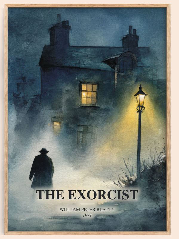 The Exorcist watercolour book poster by William Peter Blatty – framed literary art print