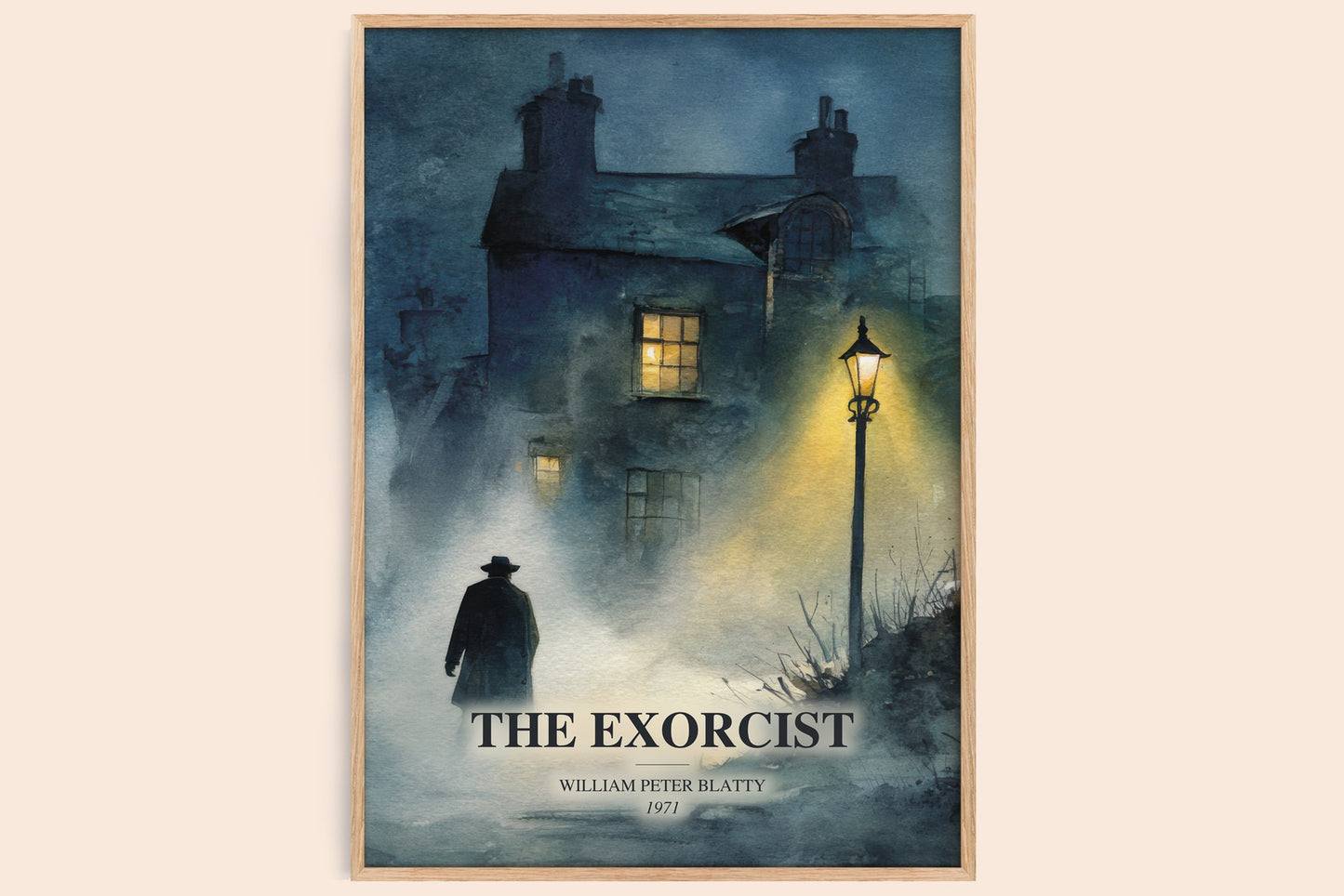The Exorcist watercolour book poster by William Peter Blatty – framed literary art print