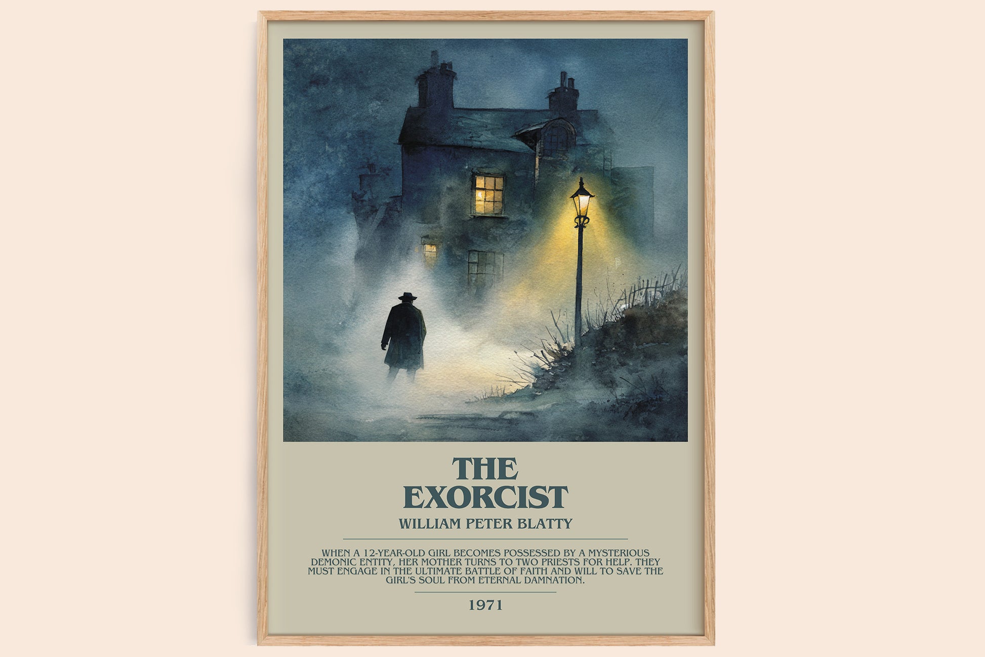 The Exorcist bookish book poster by William Peter Blatty – framed literary art print