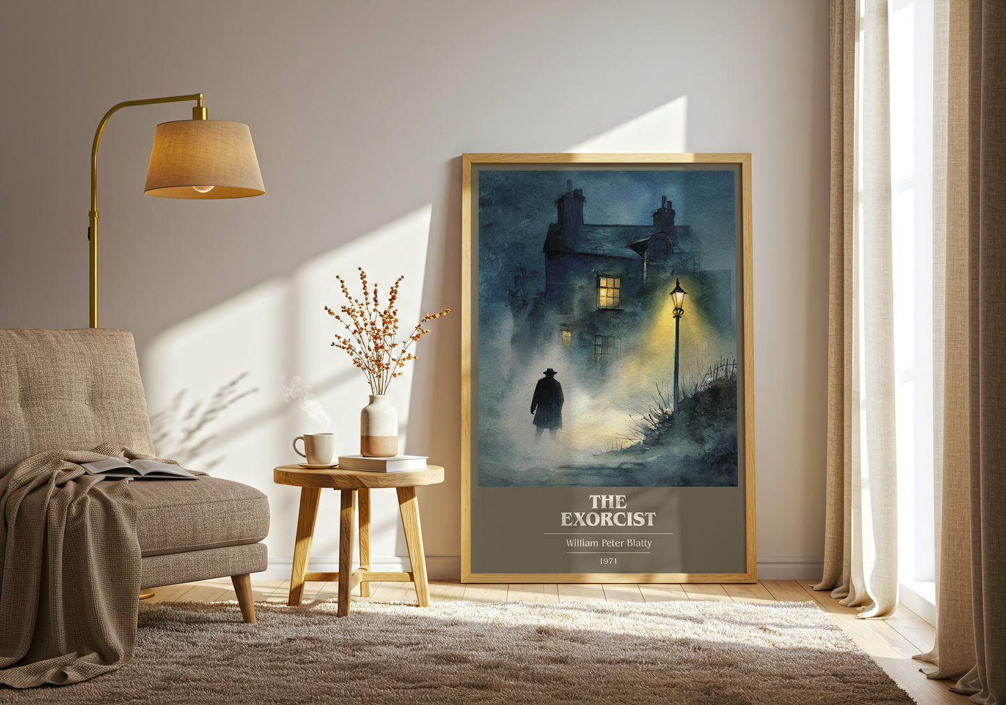 The Exorcist book cover print framed by window – literary home decor