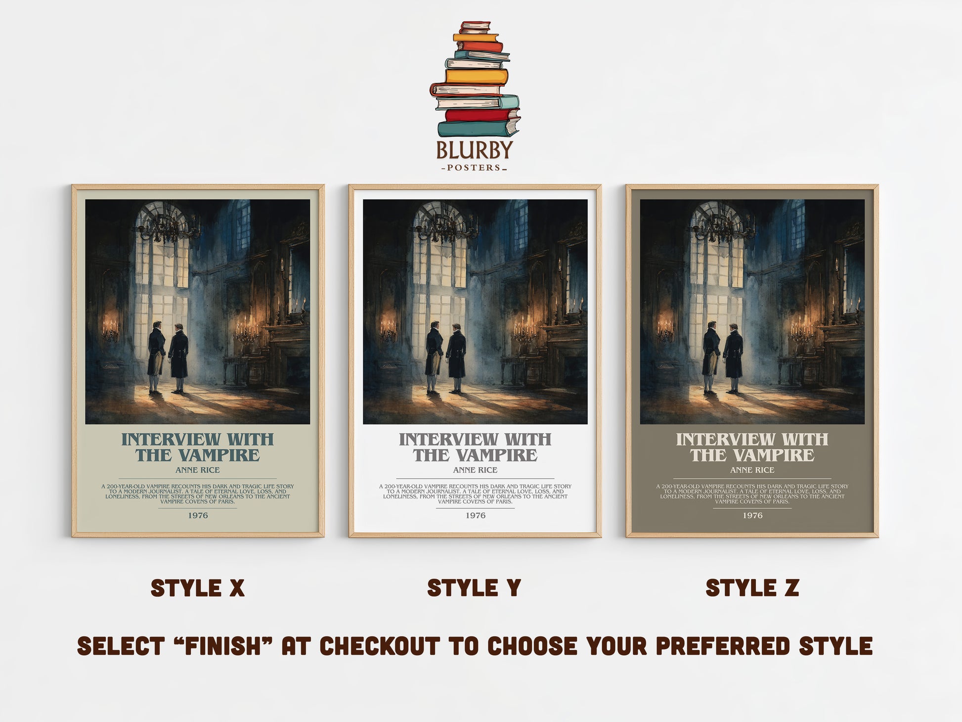 Interview with the Vampire bookish print in frame leaning in hallway – horror wall art