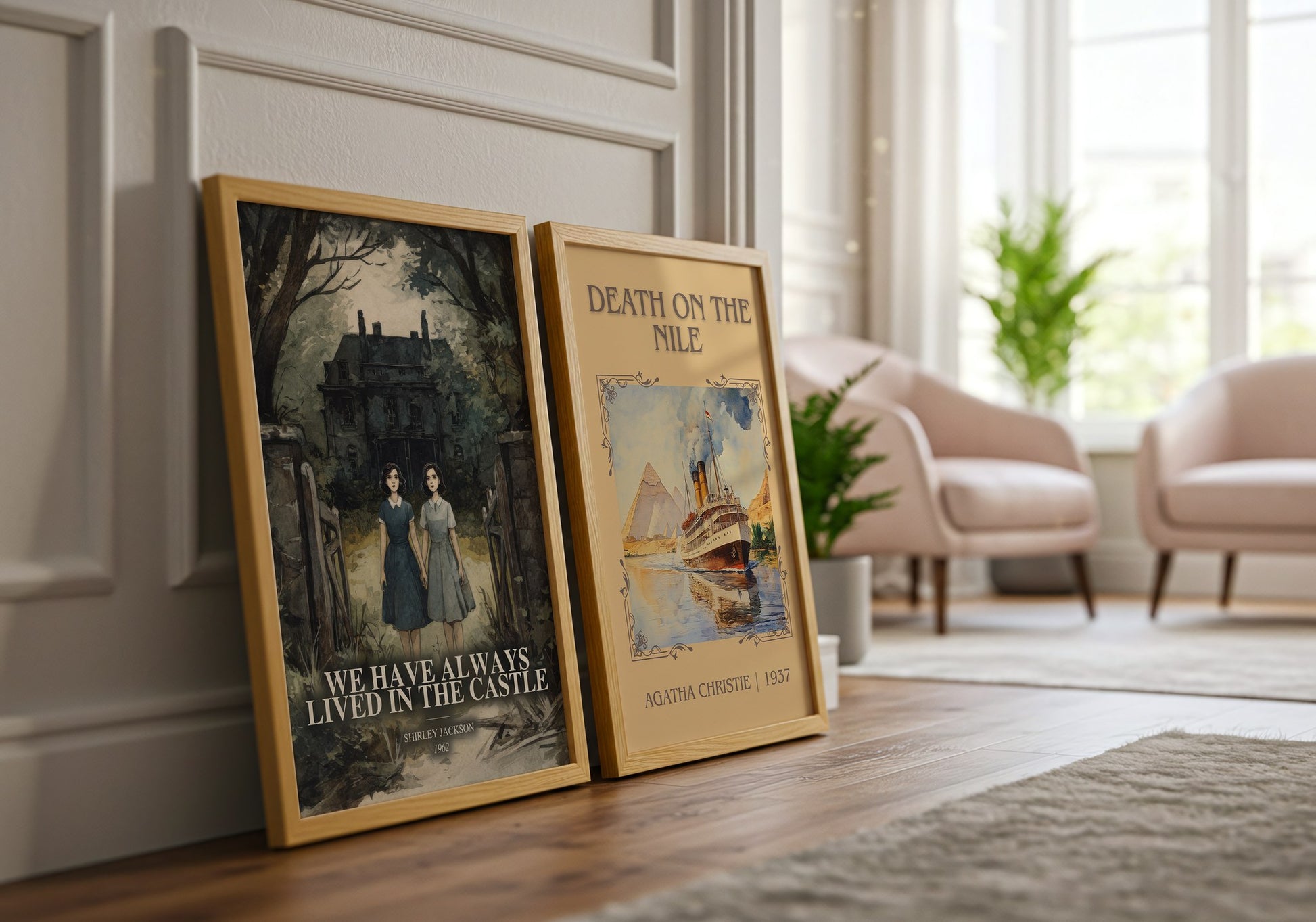 We Have Always Lived In The Castle watercolour print framed by window – literary home decor