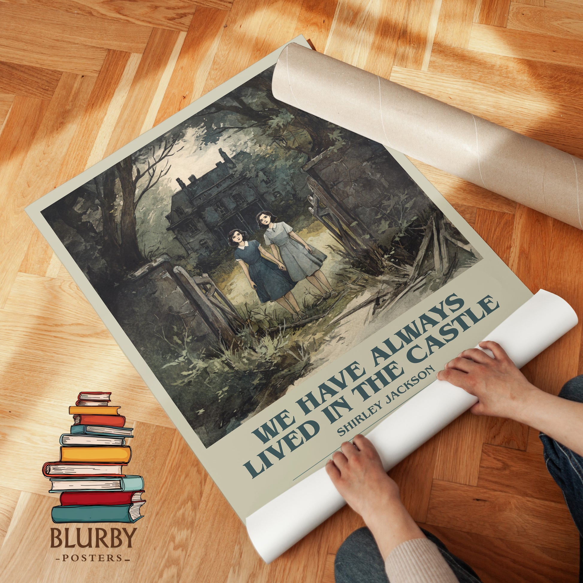 We Have Always Lived in the Castle bookish print on bookshelf – Shirley Jackson fan gift