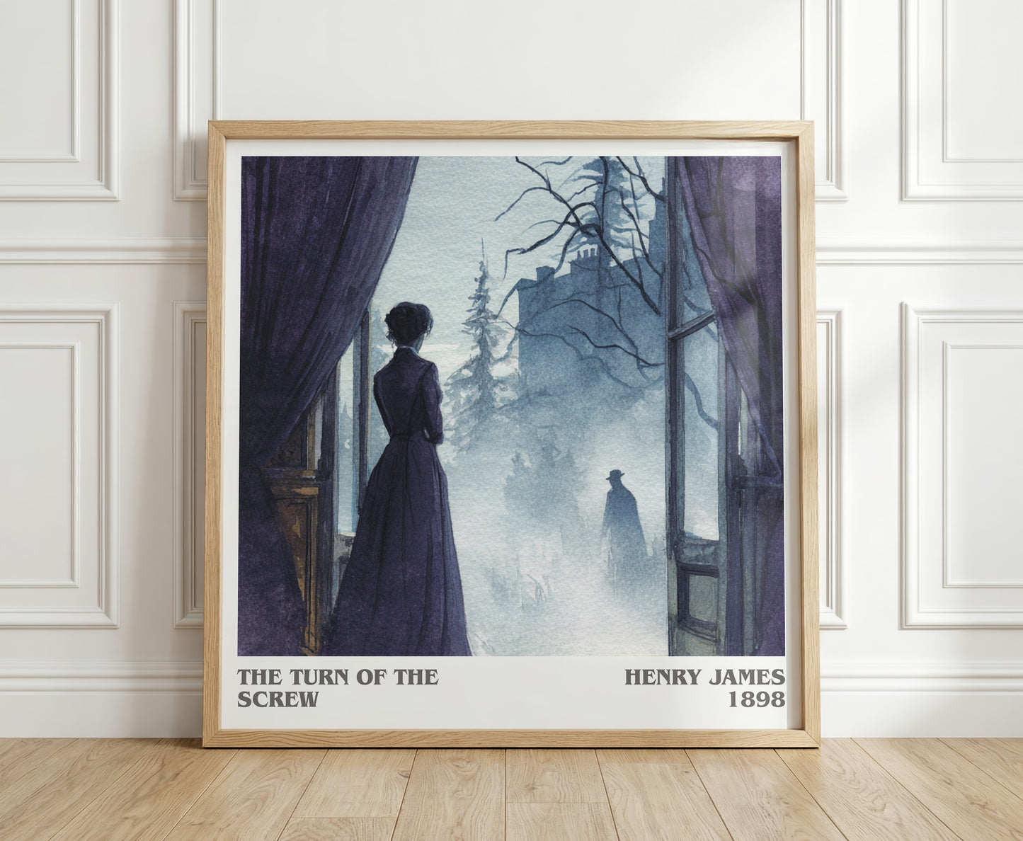 The Turn of the Screw literary print in frame leaning in hallway – gothic wall art