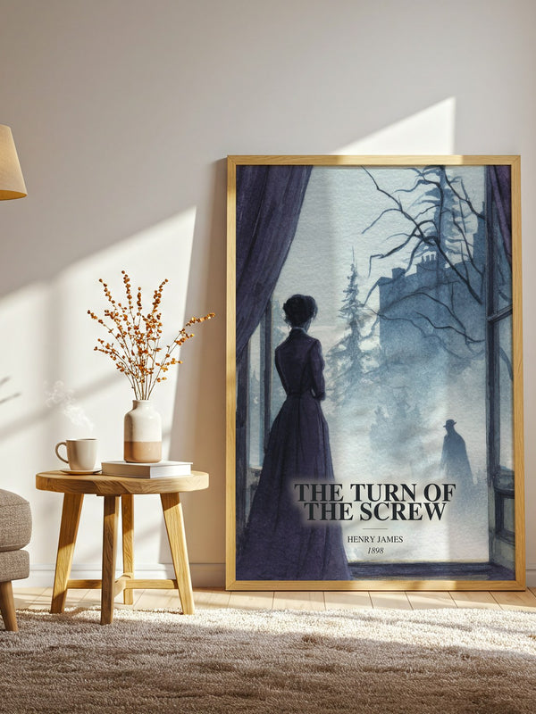 The Turn Of The Screw watercolour print in frame leaning in hallway – gothic wall art