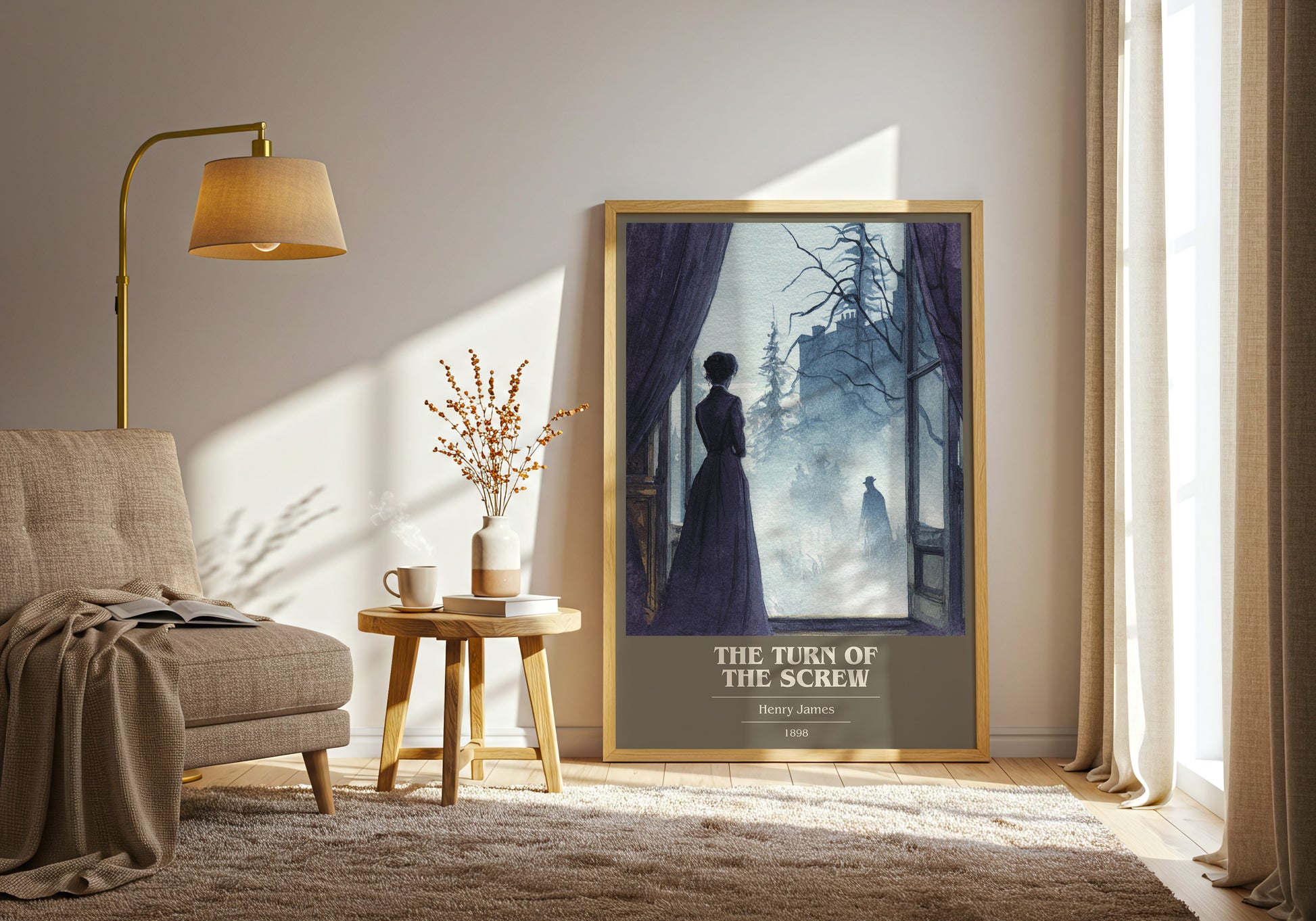 The Turn of the Screw book cover print framed by window – literary home decor