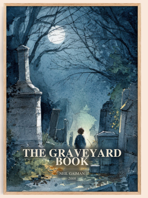 The Graveyard Book watercolour book poster by Neil Gaiman – framed literary art print