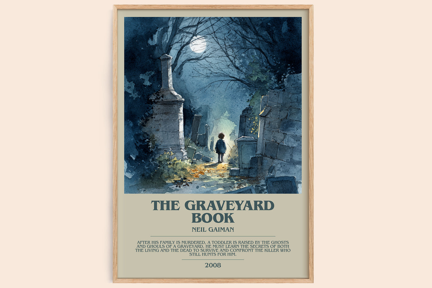 The Graveyard Book bookish book poster by Neil Gaiman – framed literary art print