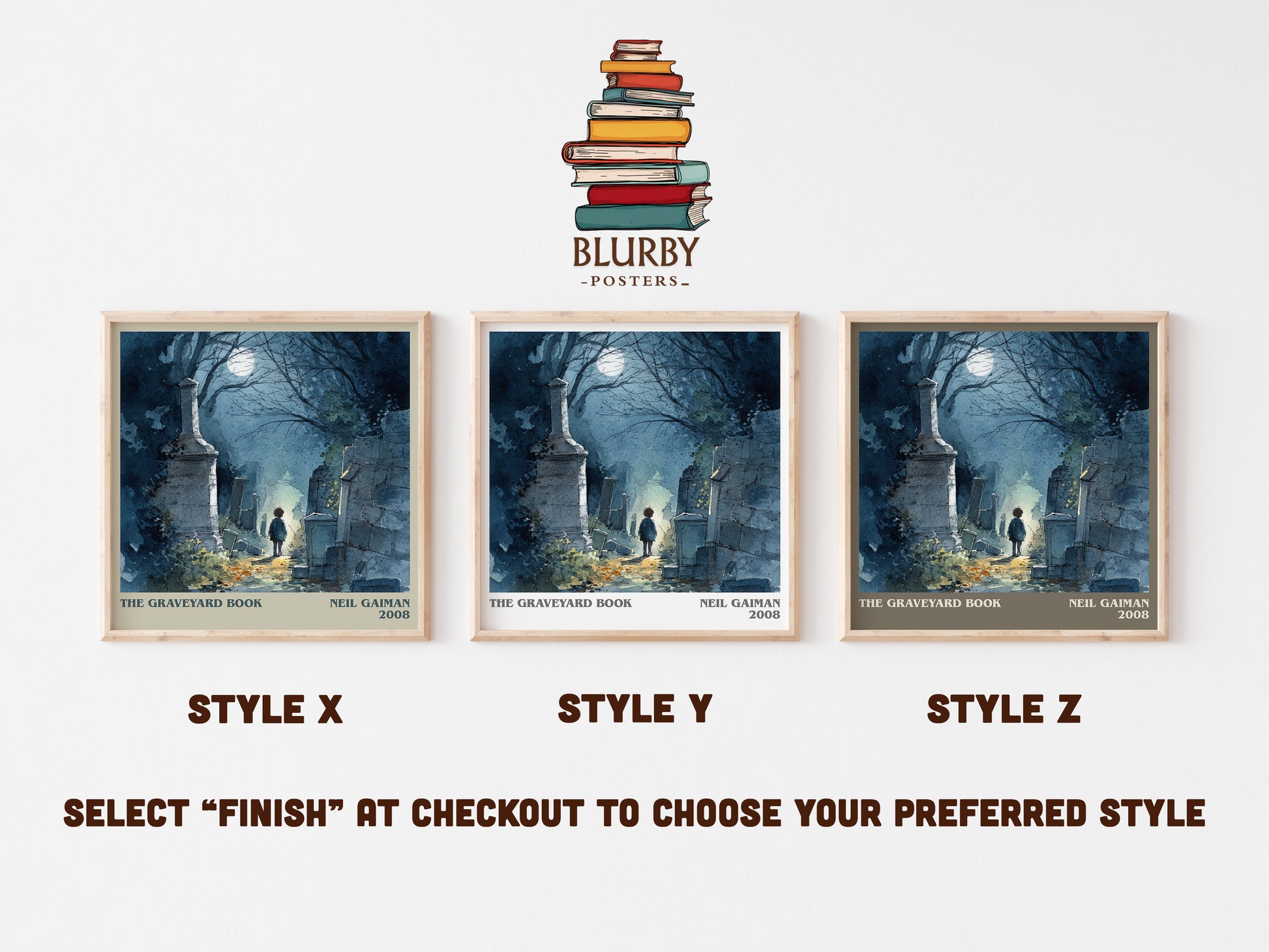 The Graveyard Book literary art print colour and style options – Neil Gaiman book art