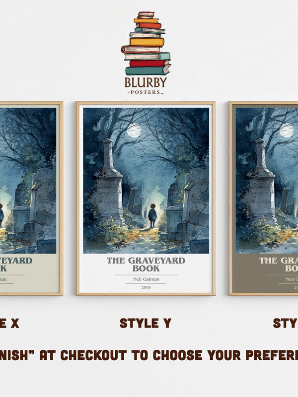 The Graveyard Book book cover print in frame leaning in hallway – childrens wall art