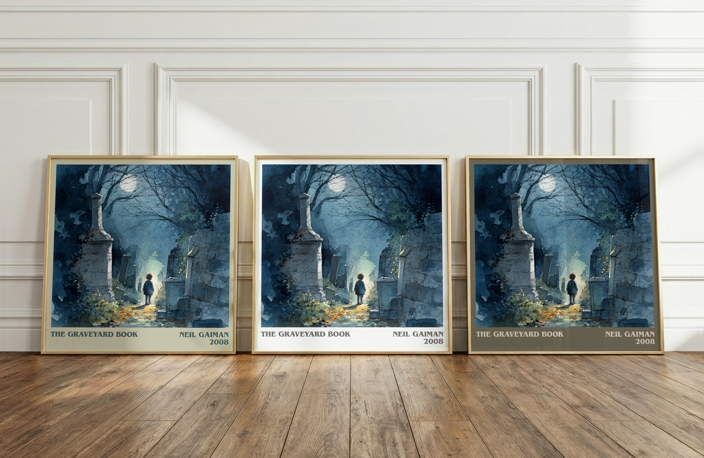 The Graveyard Book literary print framed by window – literary home decor
