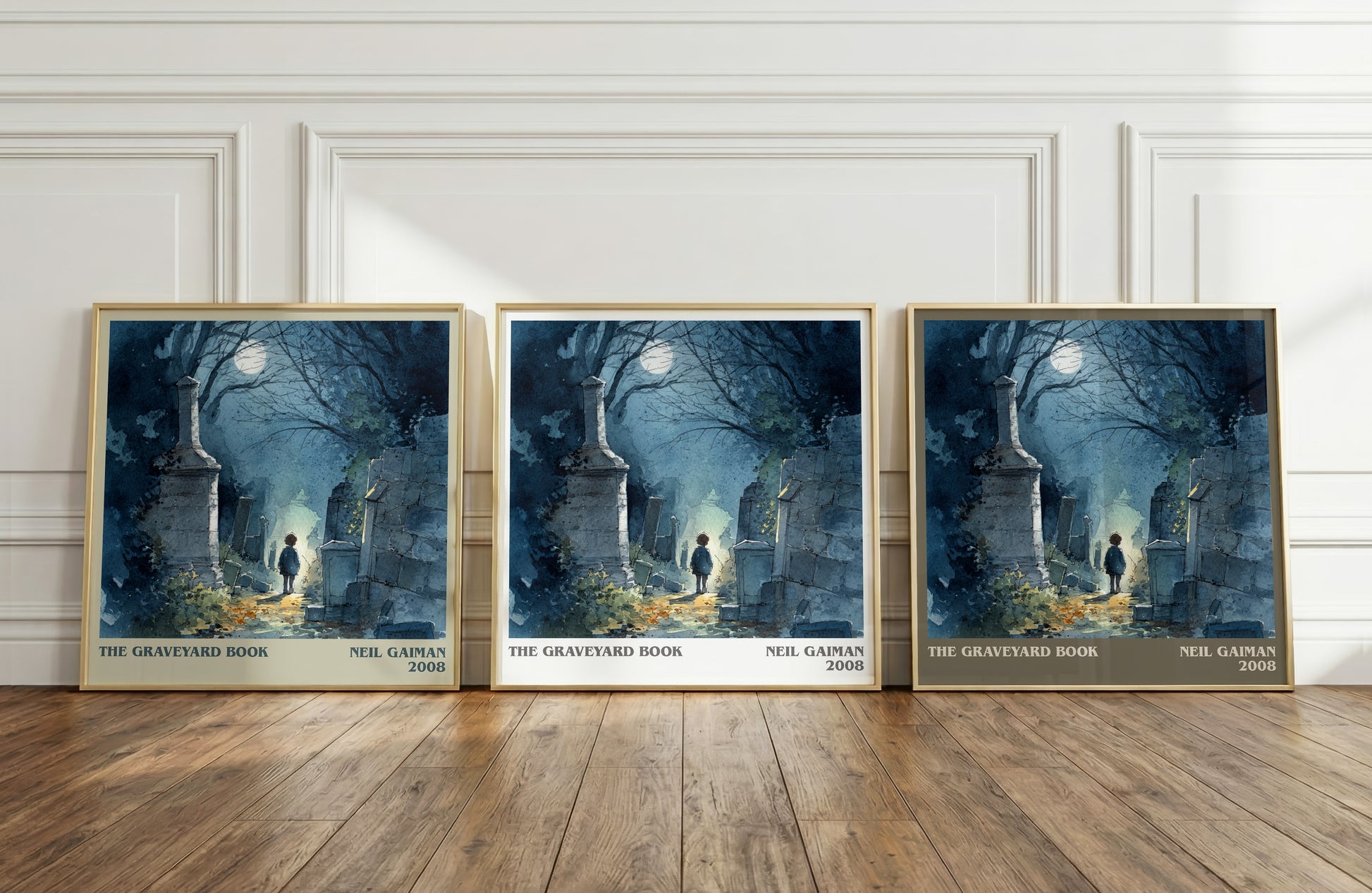 The Graveyard Book literary print framed by window – literary home decor