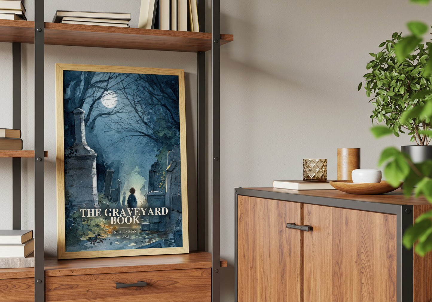 The Graveyard Book book watercolour illustration paper finish options – matte satin gloss