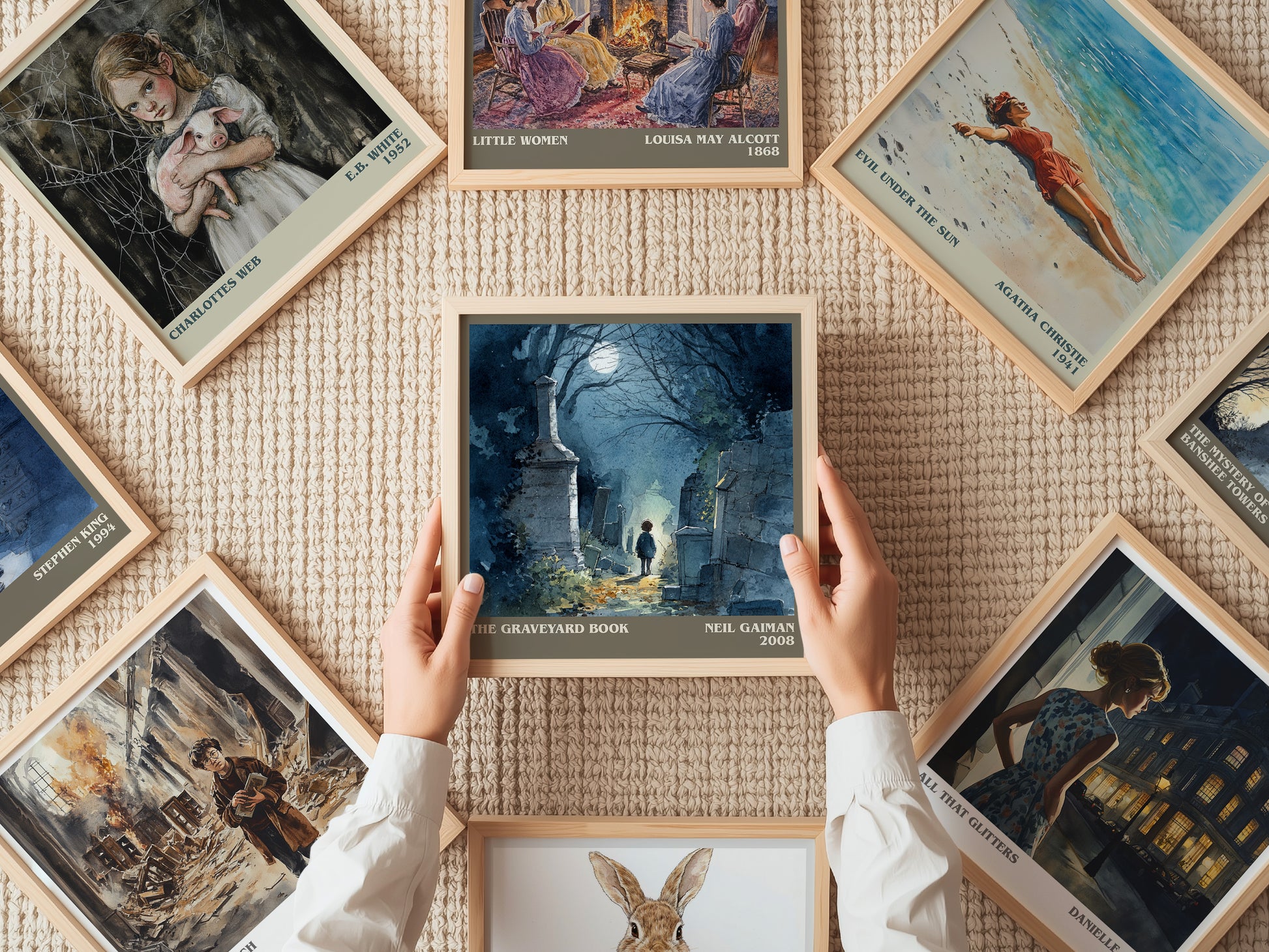 The Graveyard Book literary print on bookshelf – Neil Gaiman fan gift